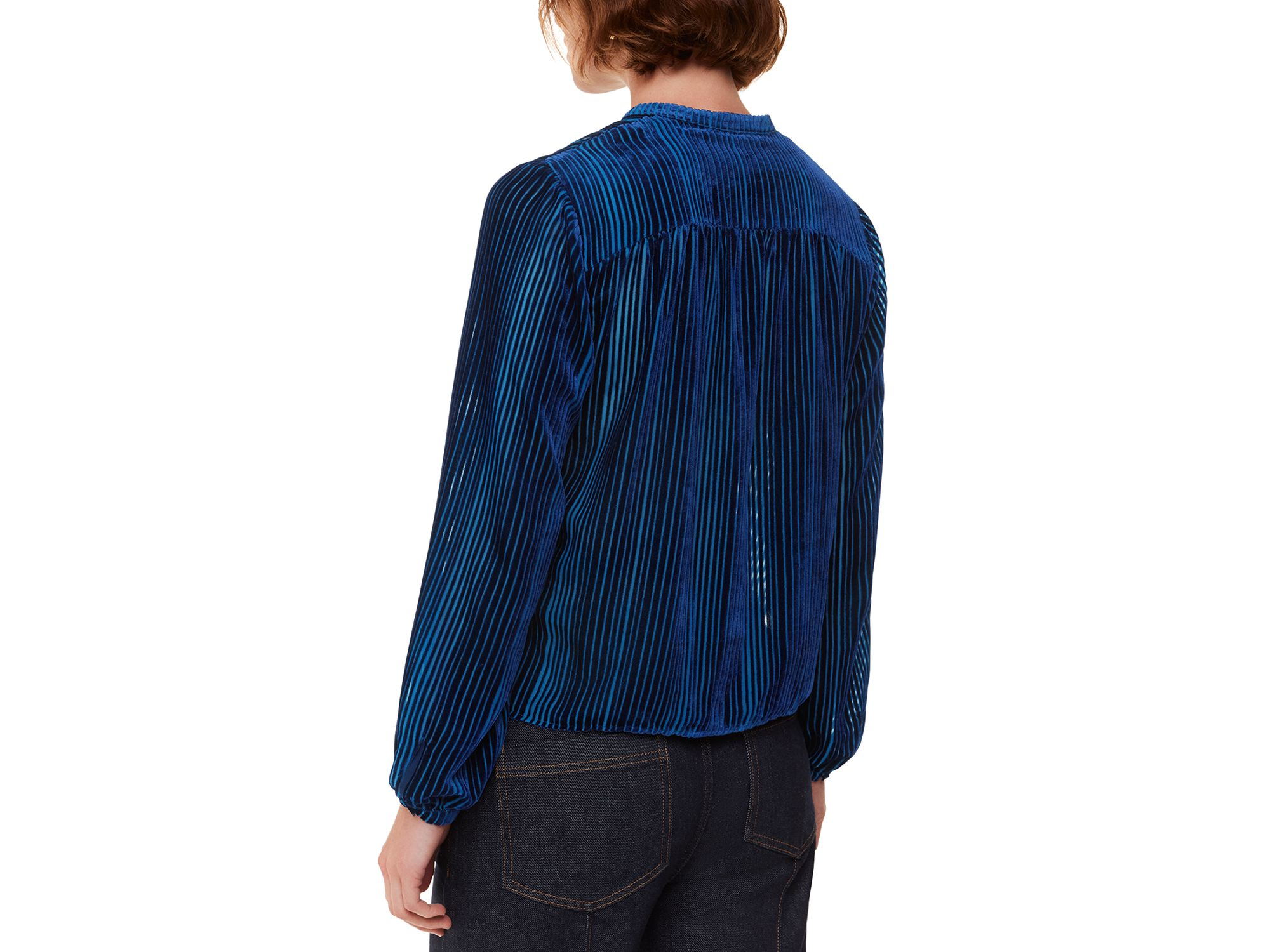 Devore Velvet Stripe Blouse — Image 4