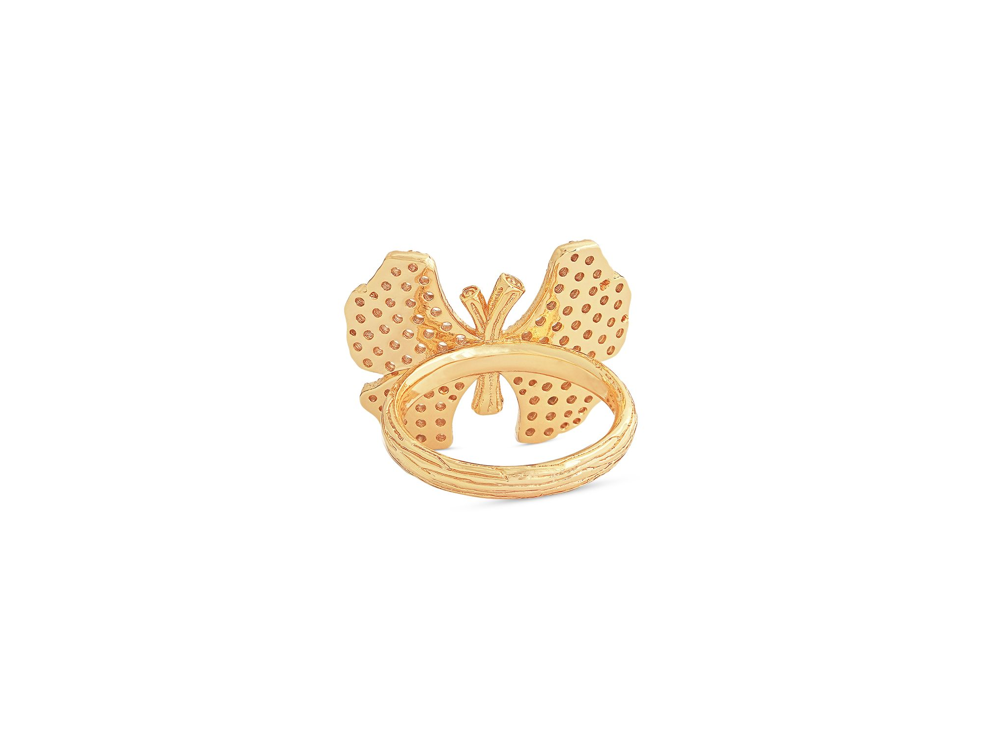 Pavé Butterfly Cocktail Ring in 18K Gold Plated — Image 3