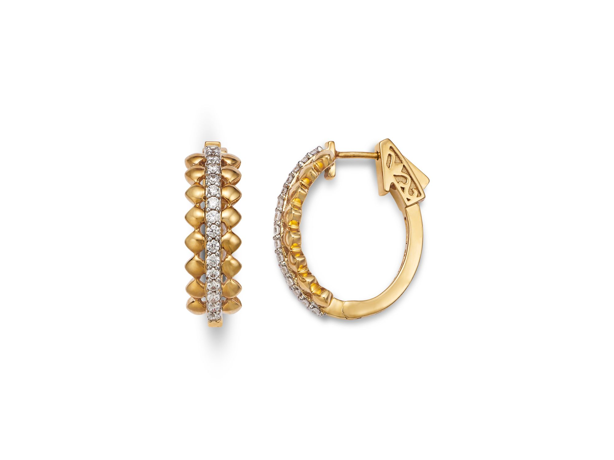 Diamond Hoop Earrings in 14K White & Yellow Gold, 0.50 tcw — Image 3