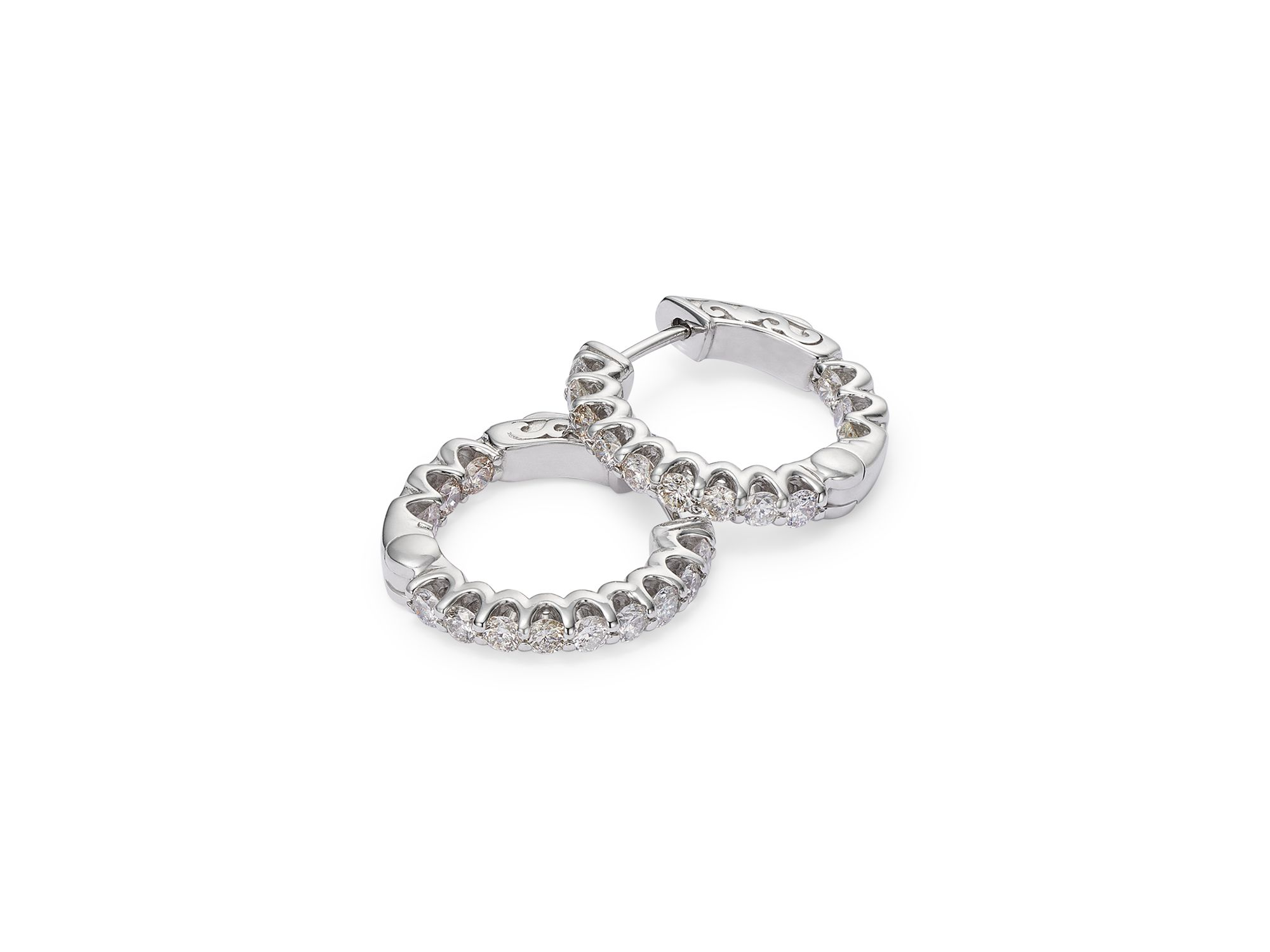 Diamond Inside Out Hoop Earring in 14K White Gold, 1.20 tcw — Image 4
