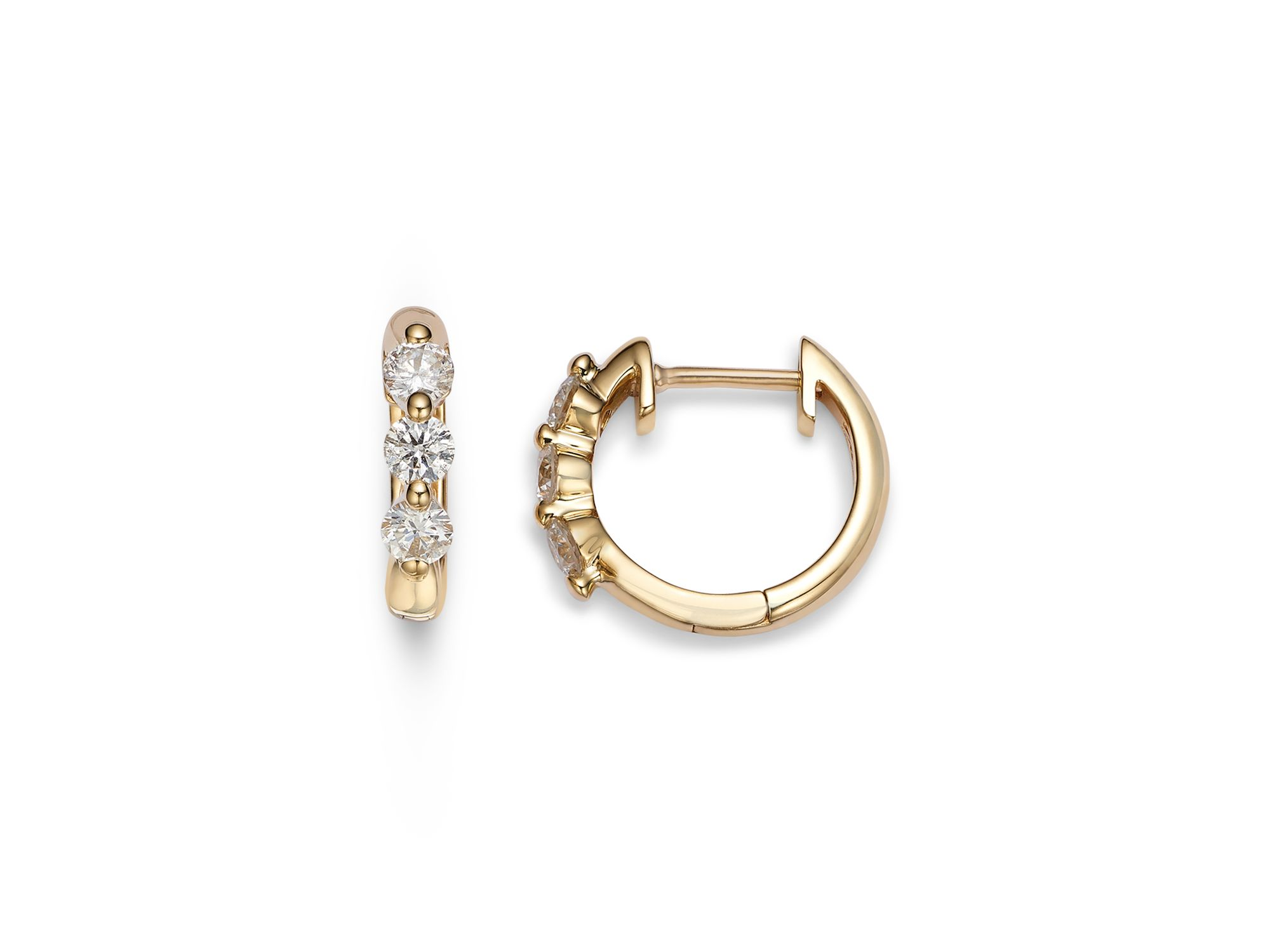Diamond Hoop Earrings in 14K Yellow Gold, 0.50 tcw — Image 4