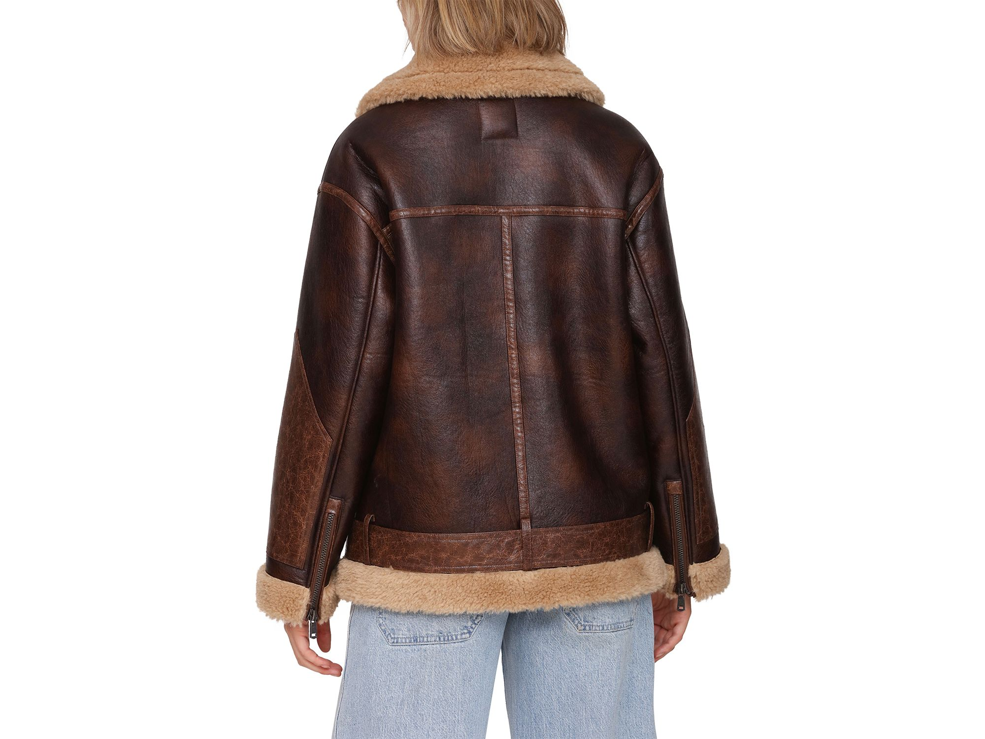Faux Fur Trim Moto Jacket — Image 5