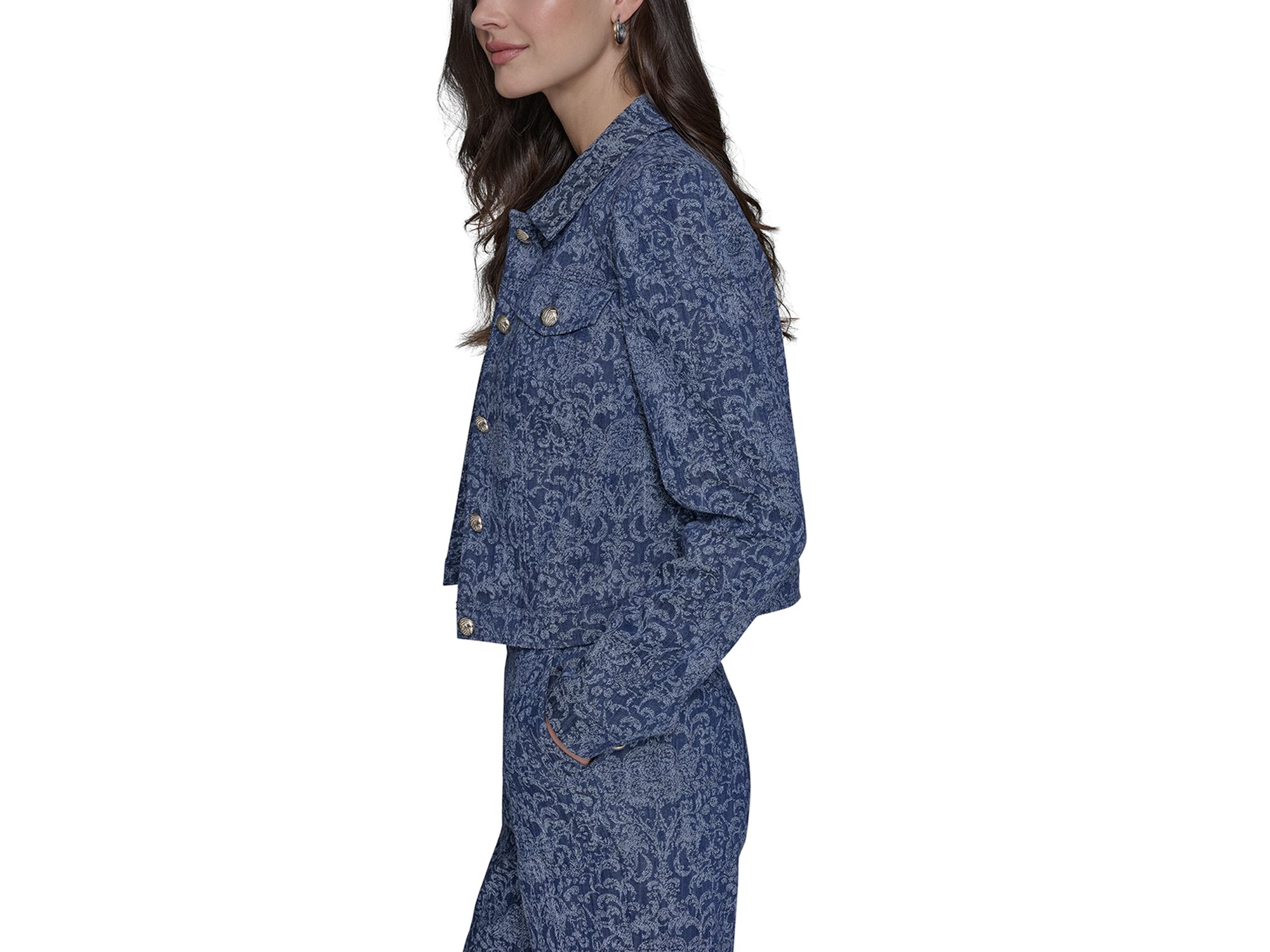 Cropped Motif Jean Jacket — Image 5
