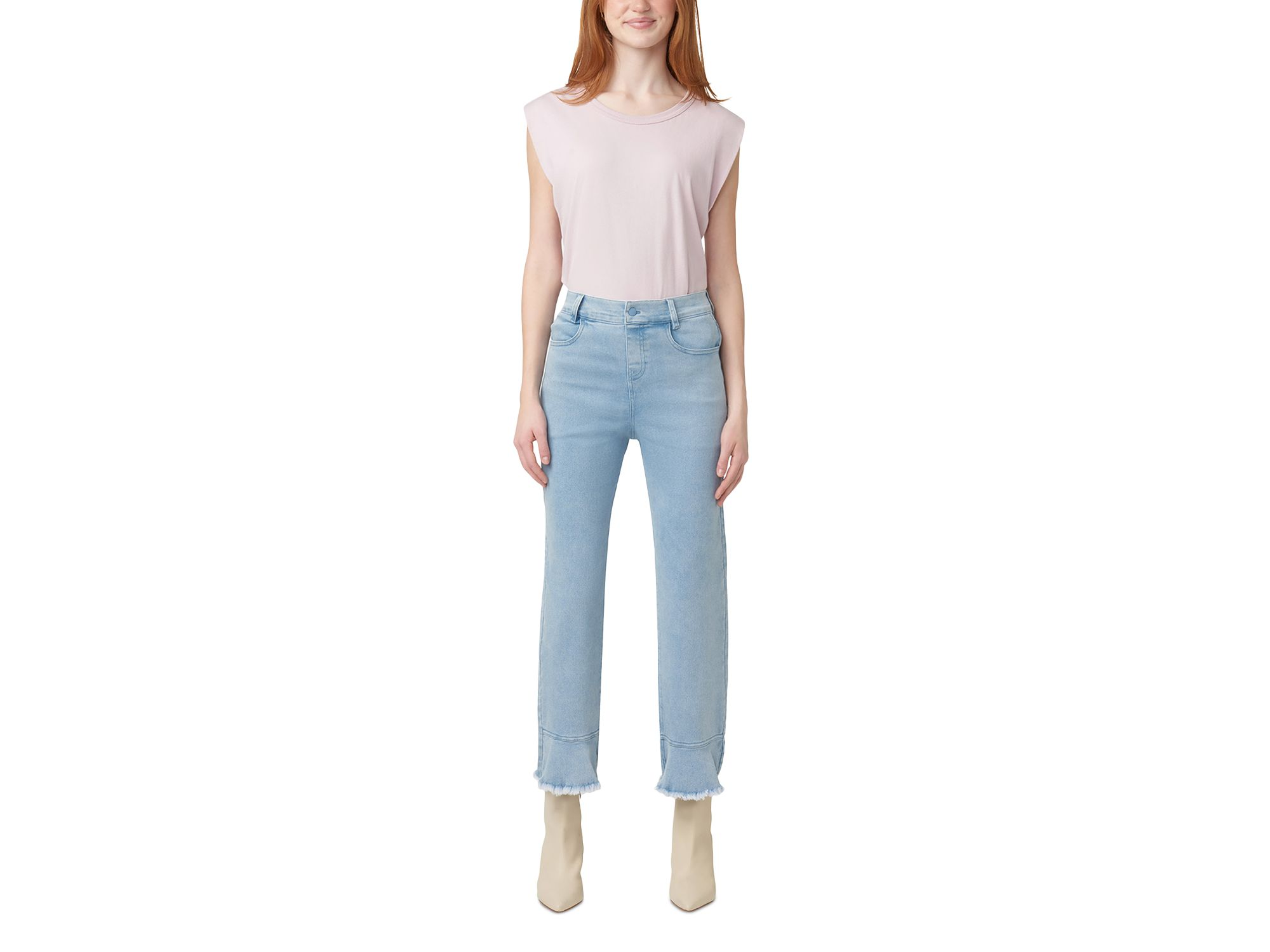 High Rise Ruffle Hem Skimmer Jeans — Image 6