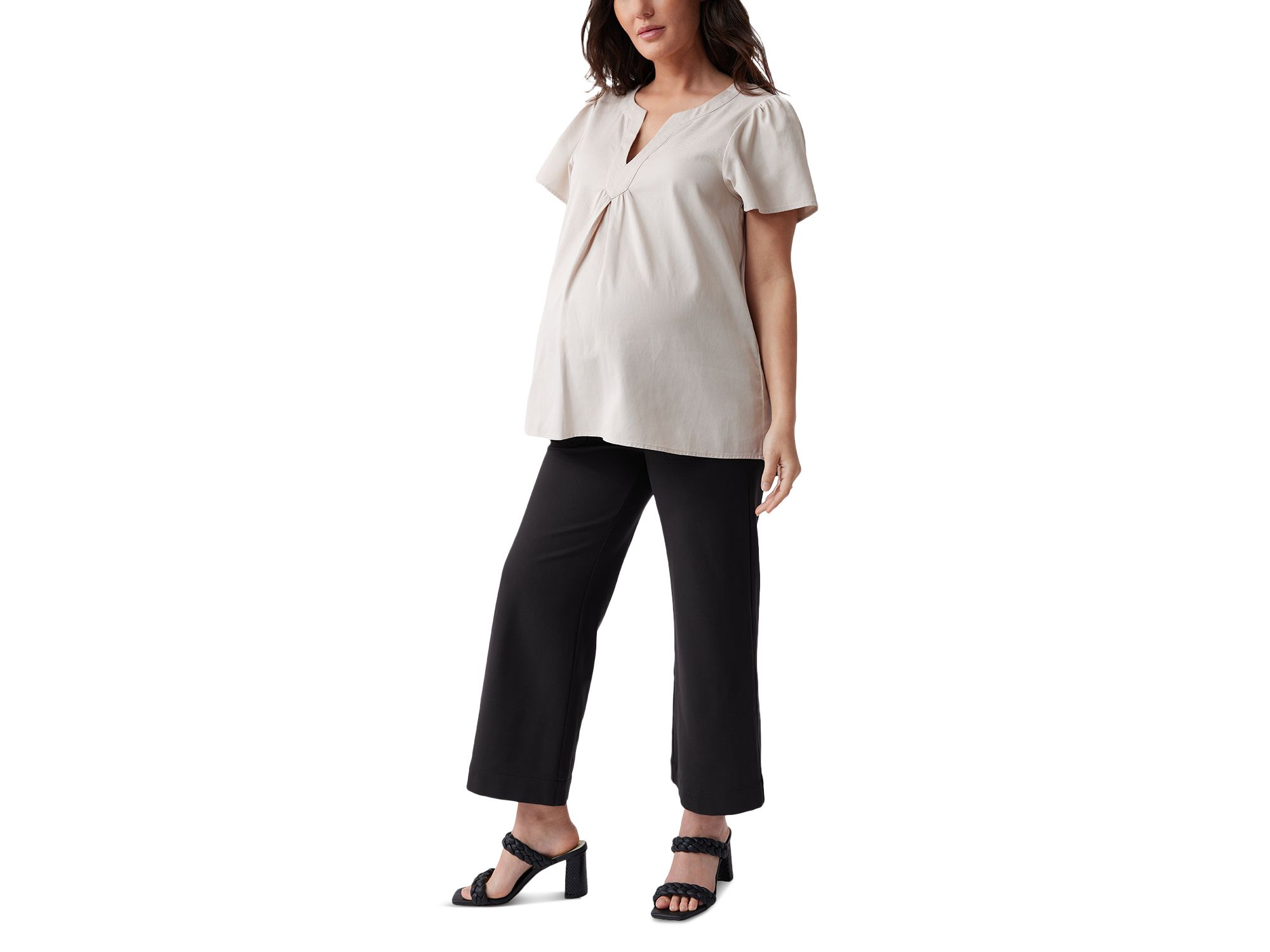 Maternity Short Sleeve Woven Top — Image 4