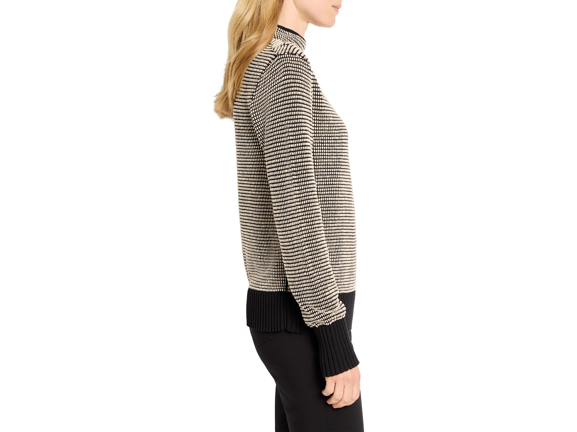 Funnel Neck Pixel Knit Sweater — Image 3
