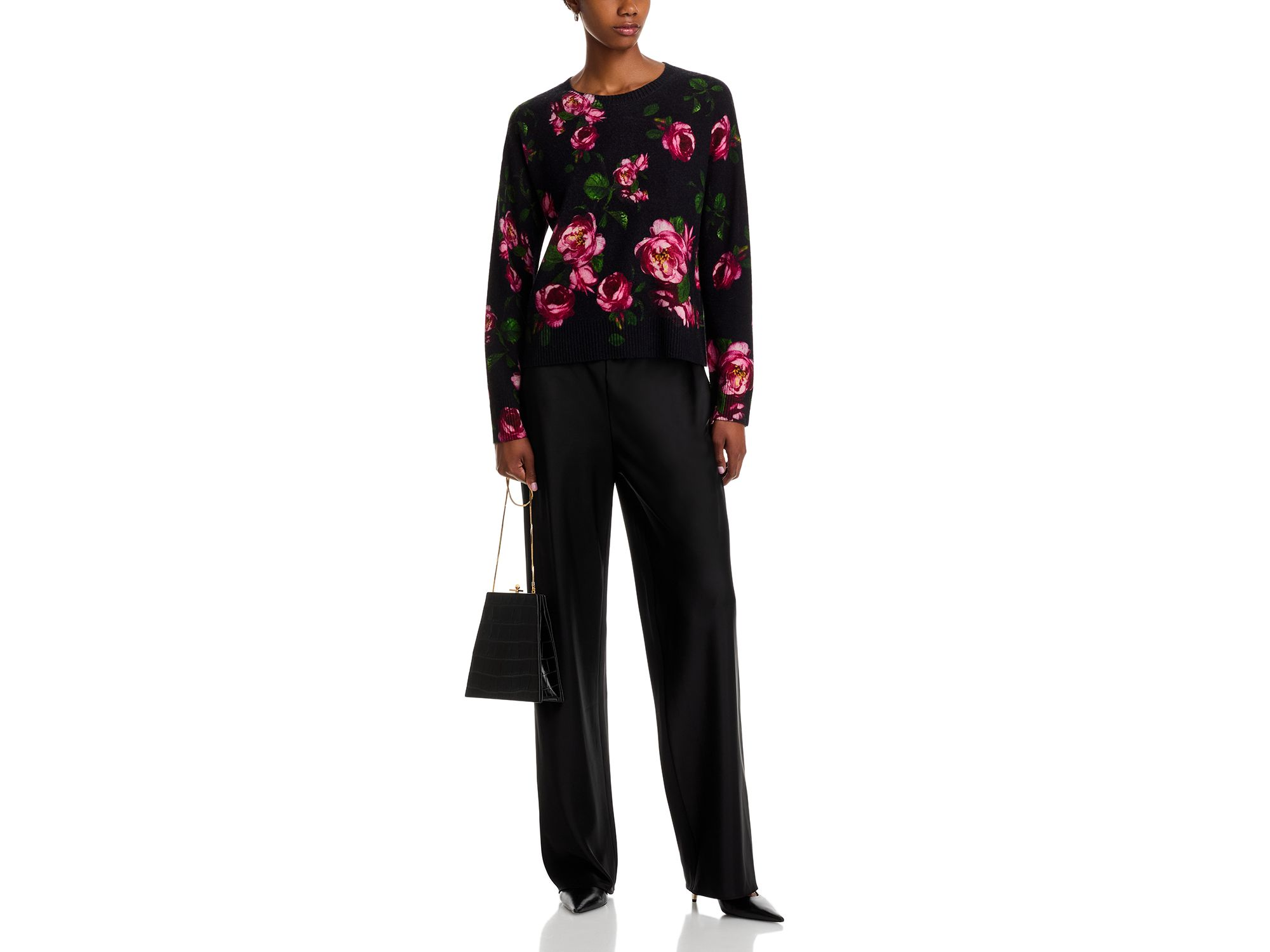 100% Cashmere Peony Printed Crewneck Sweater - Exclusive — Image 8