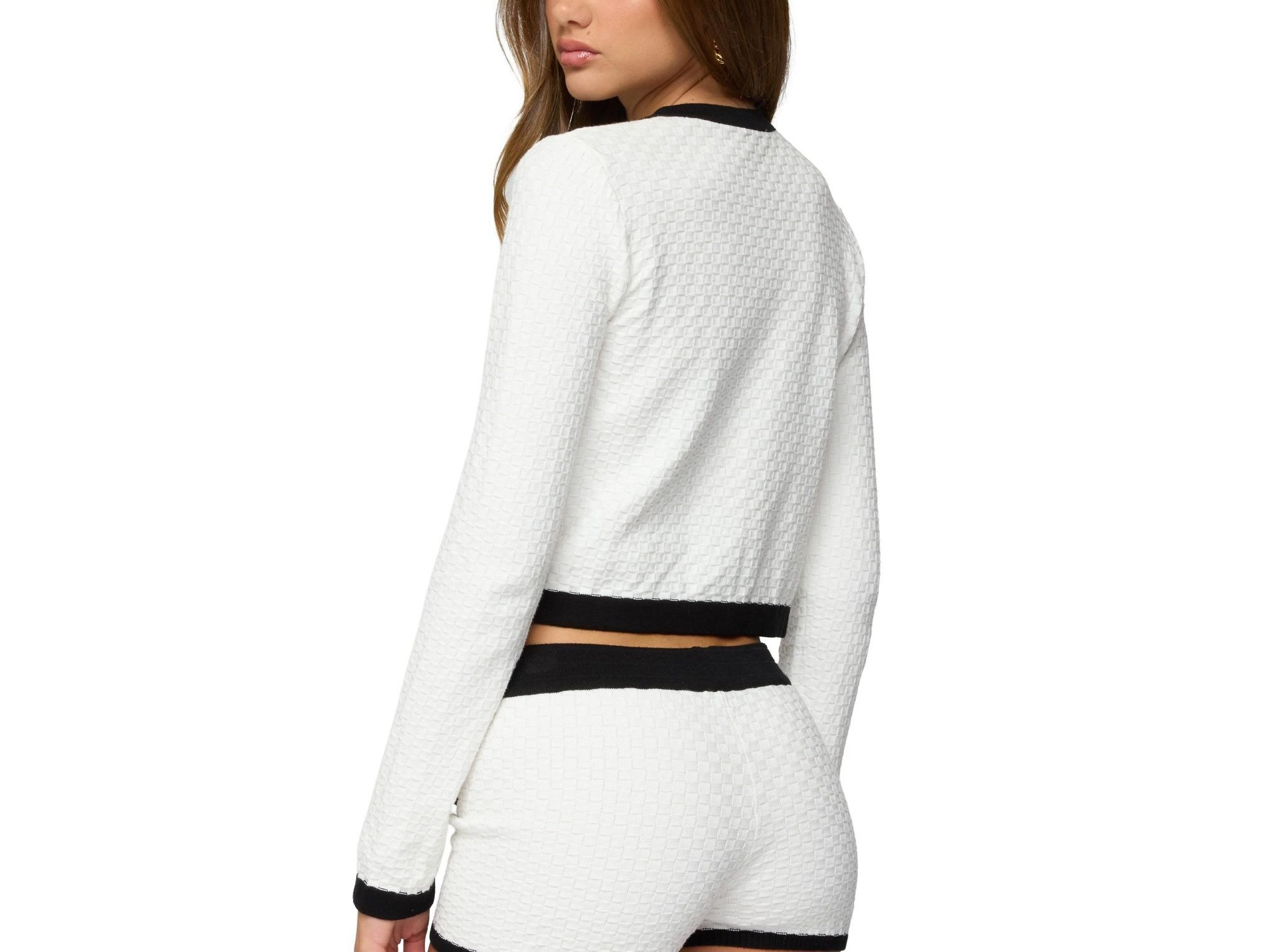 Mara Contrast Textured Knit Cardigan — Image 3