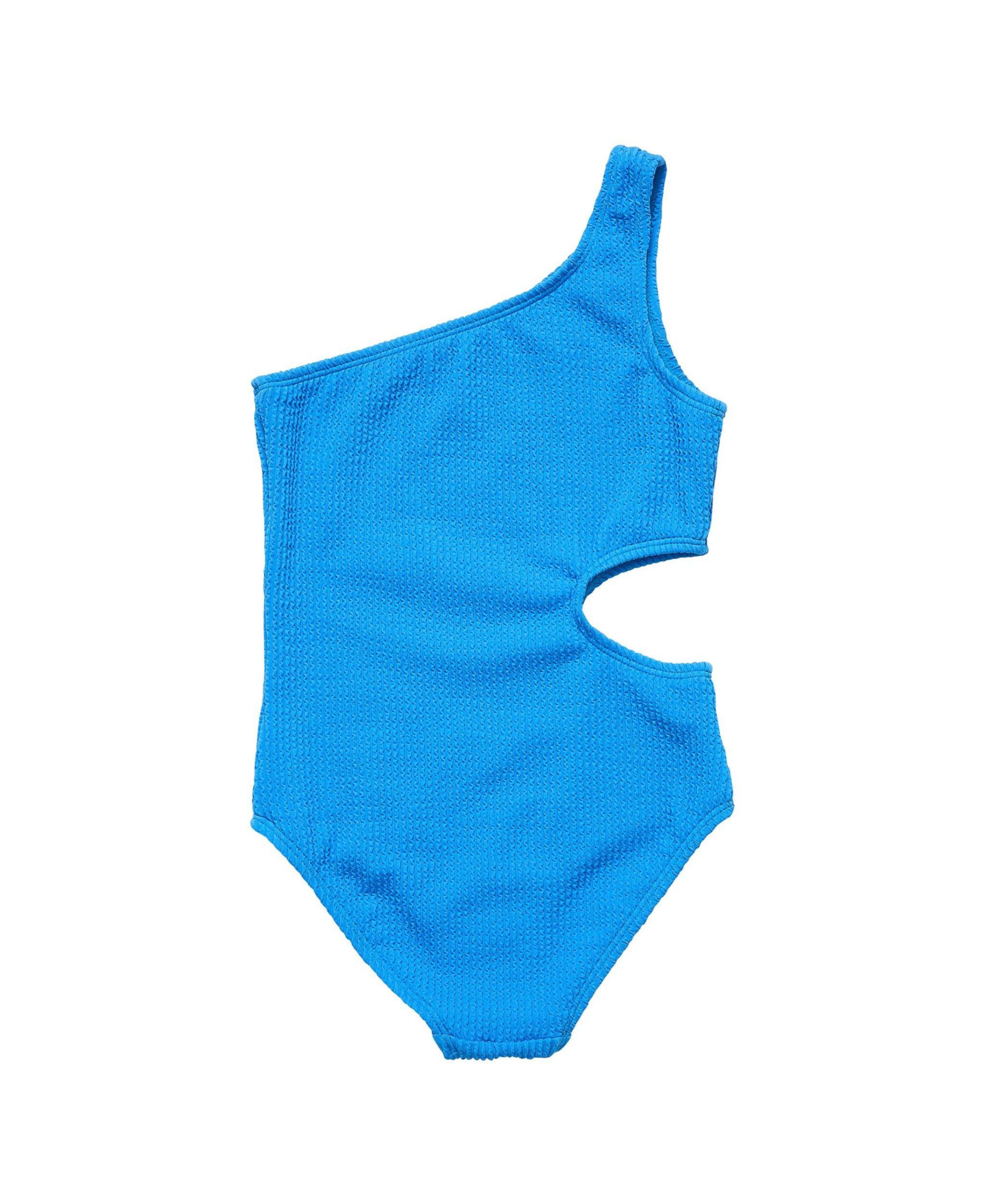 Marine Blue One Shoulder Swimsuit - Big Kid — Image 3