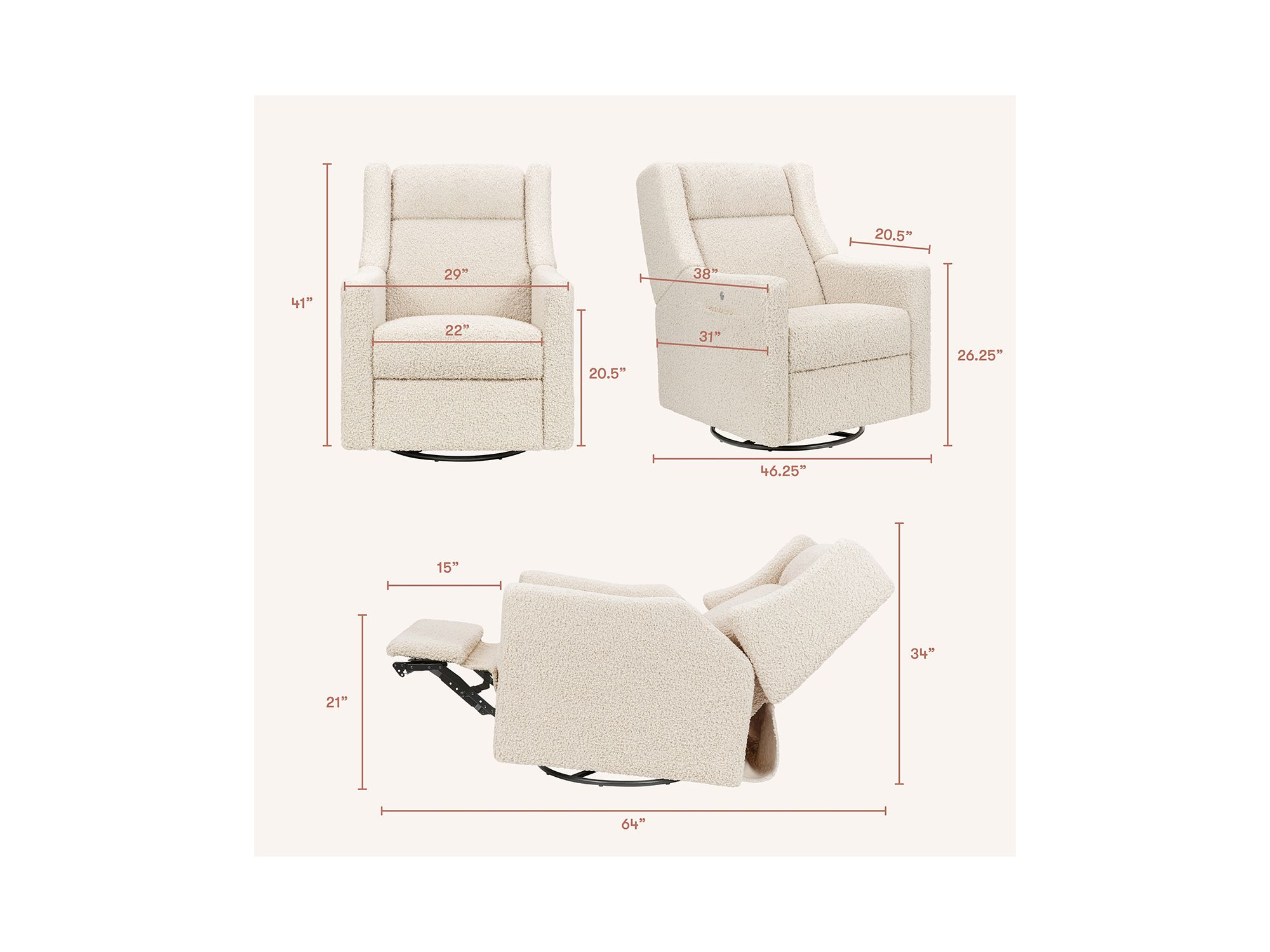 Kiwi Deluxe Power Recliner & Swivel Glider with Heat & Massage — Image 10