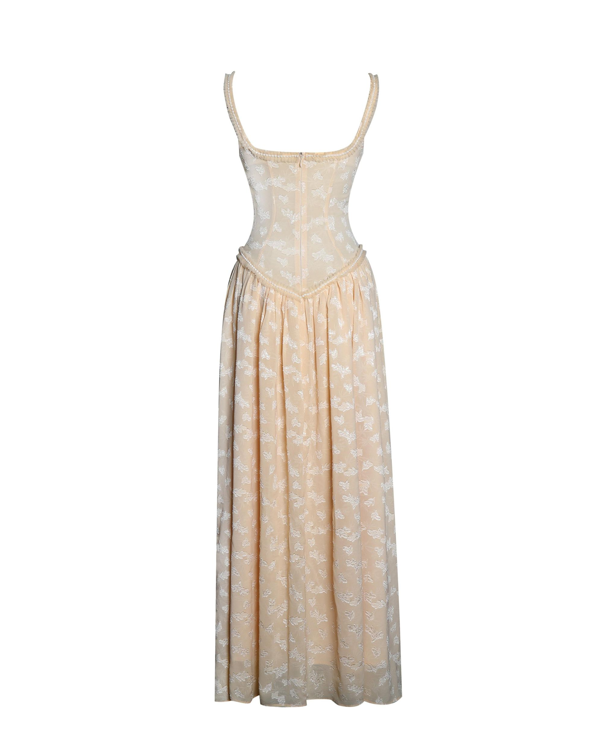 Ulissa Jacquard Drop Waist High Slit Maxi Dress — Image 7