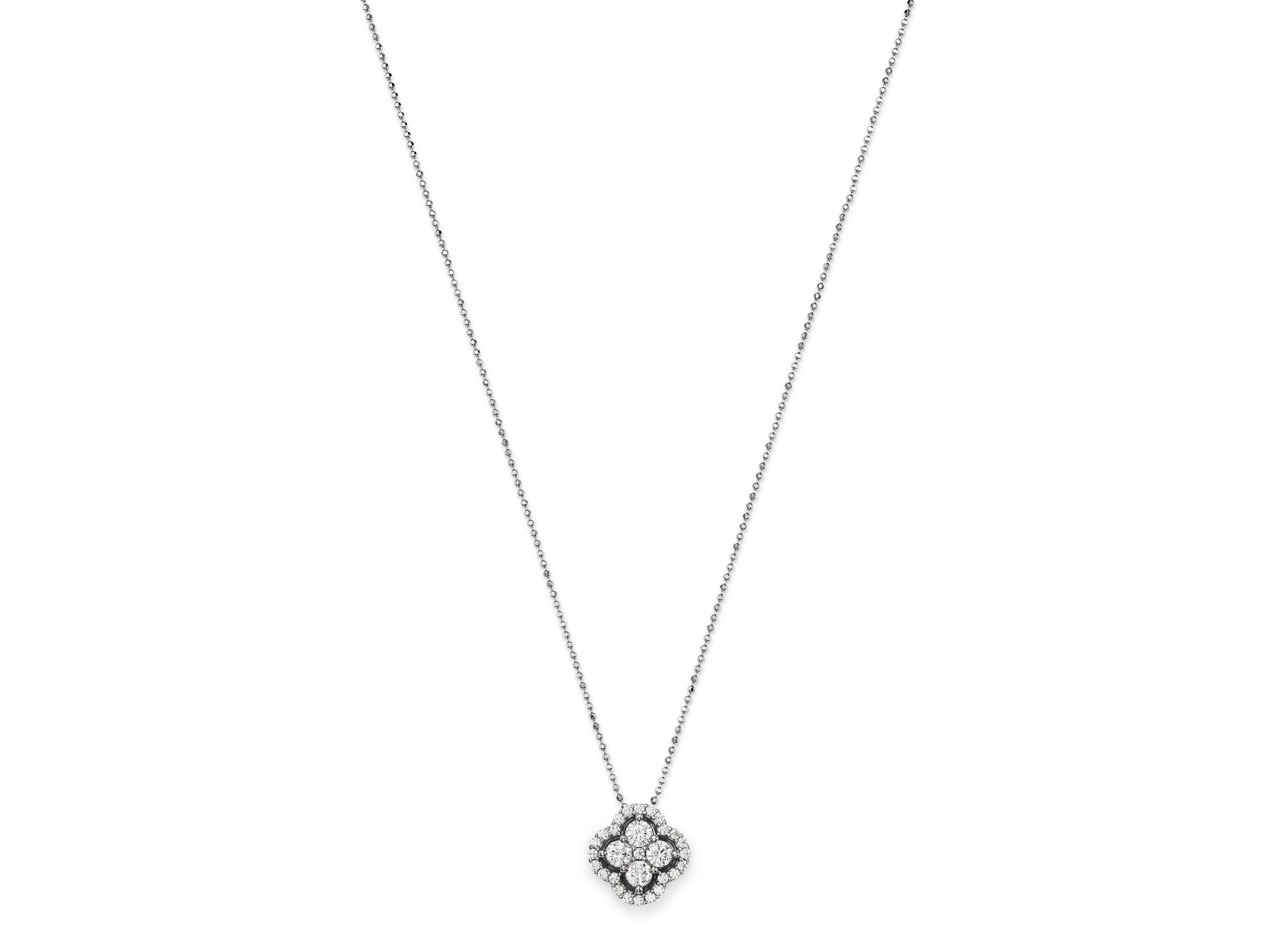Diamond Cluster Pendant Necklace in 14K White Gold, .75 tcw — Image 3