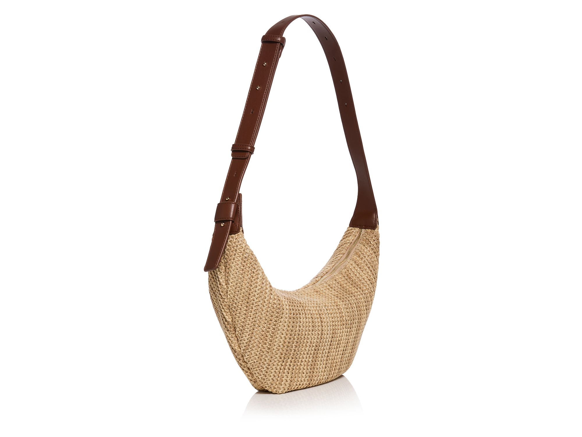 Raffia Medium Sling Belted Hobo Bag - Exclusive — Image 4