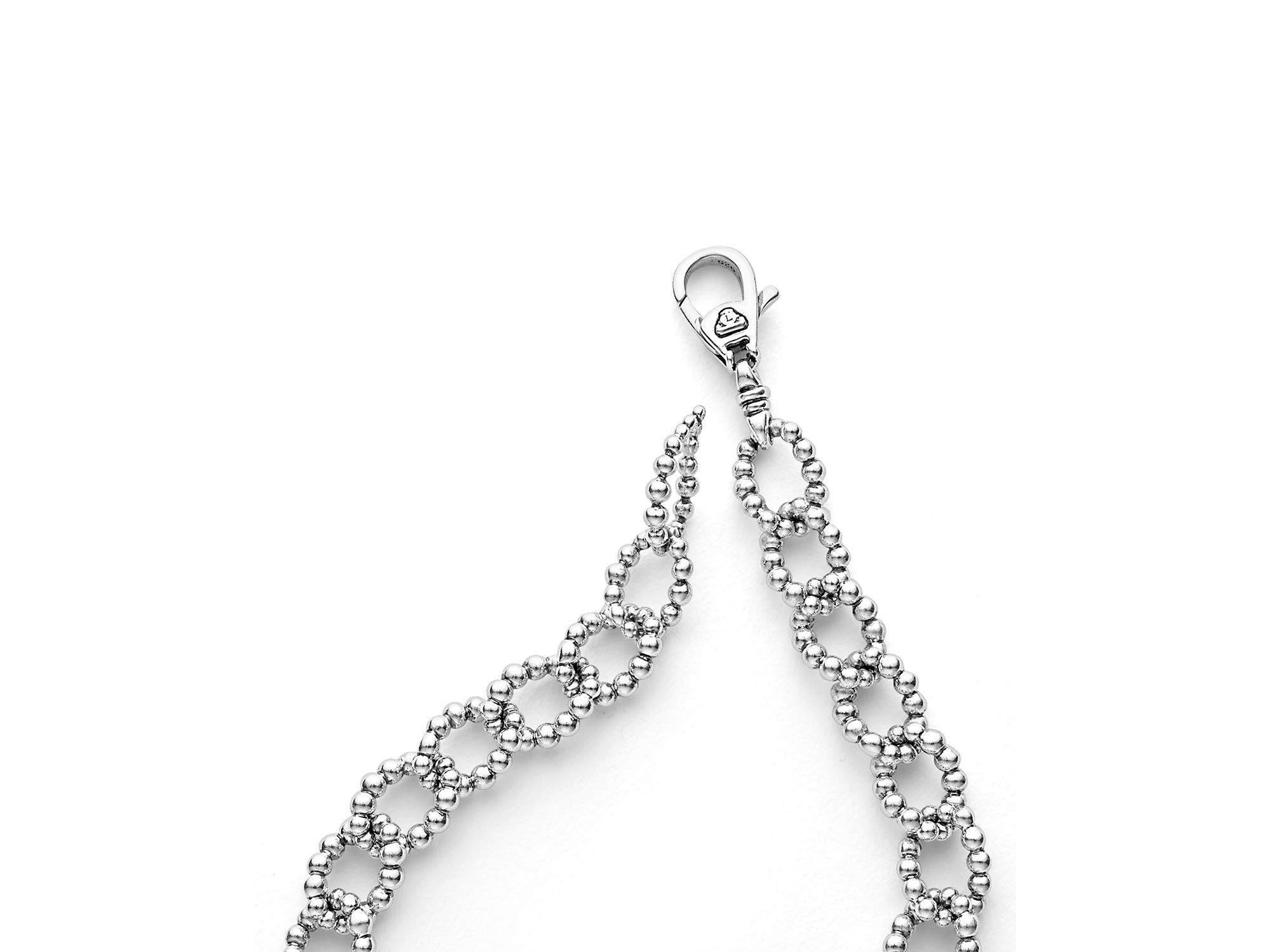 Sterling Caviar Spark Diamond Circle Bead Open Link Bracelet — Image 3