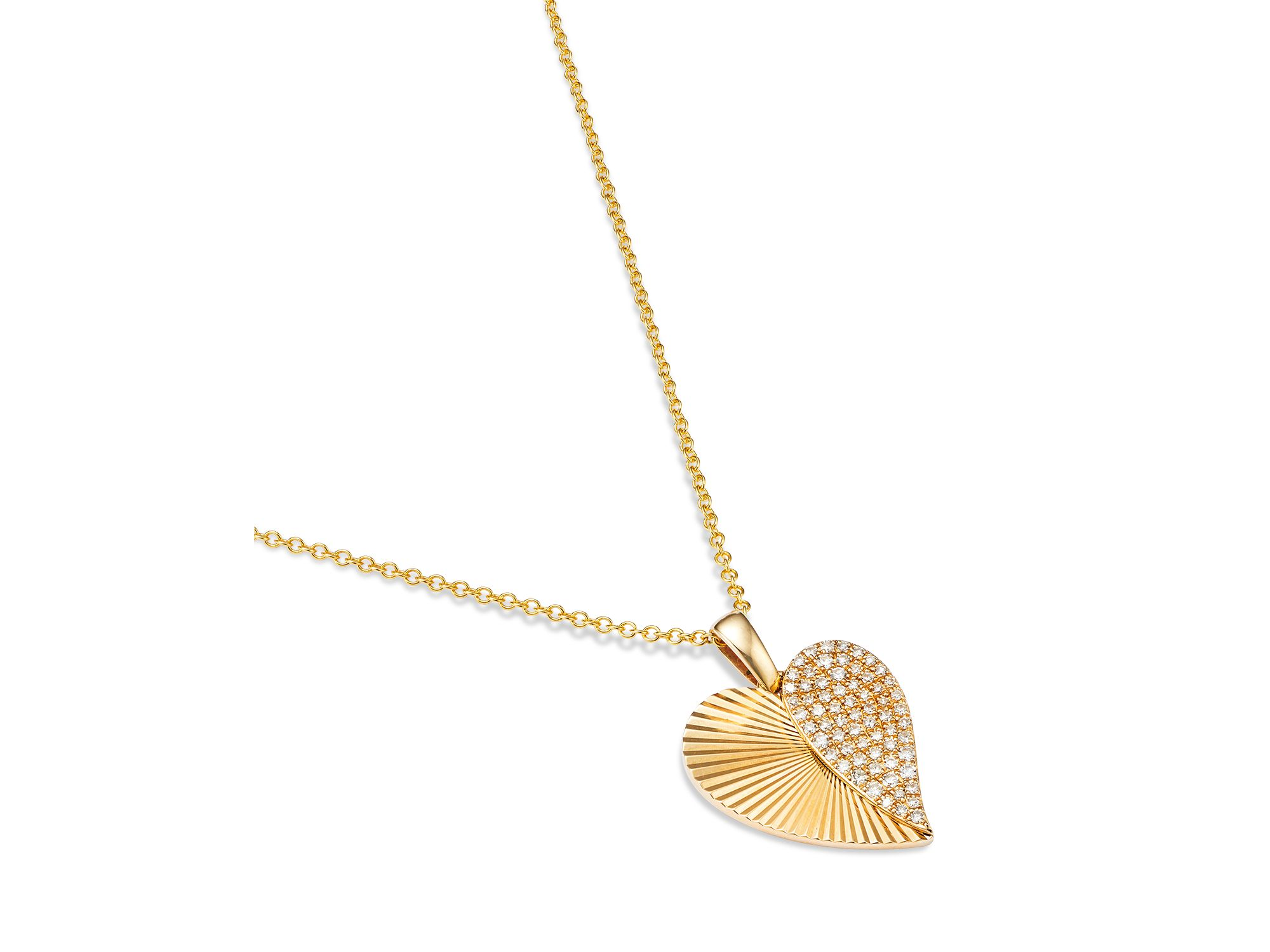 Diamond Pavé Sunray Heart Pendant Necklace in 14K Yellow Gold, 0.25 tcw — Image 4