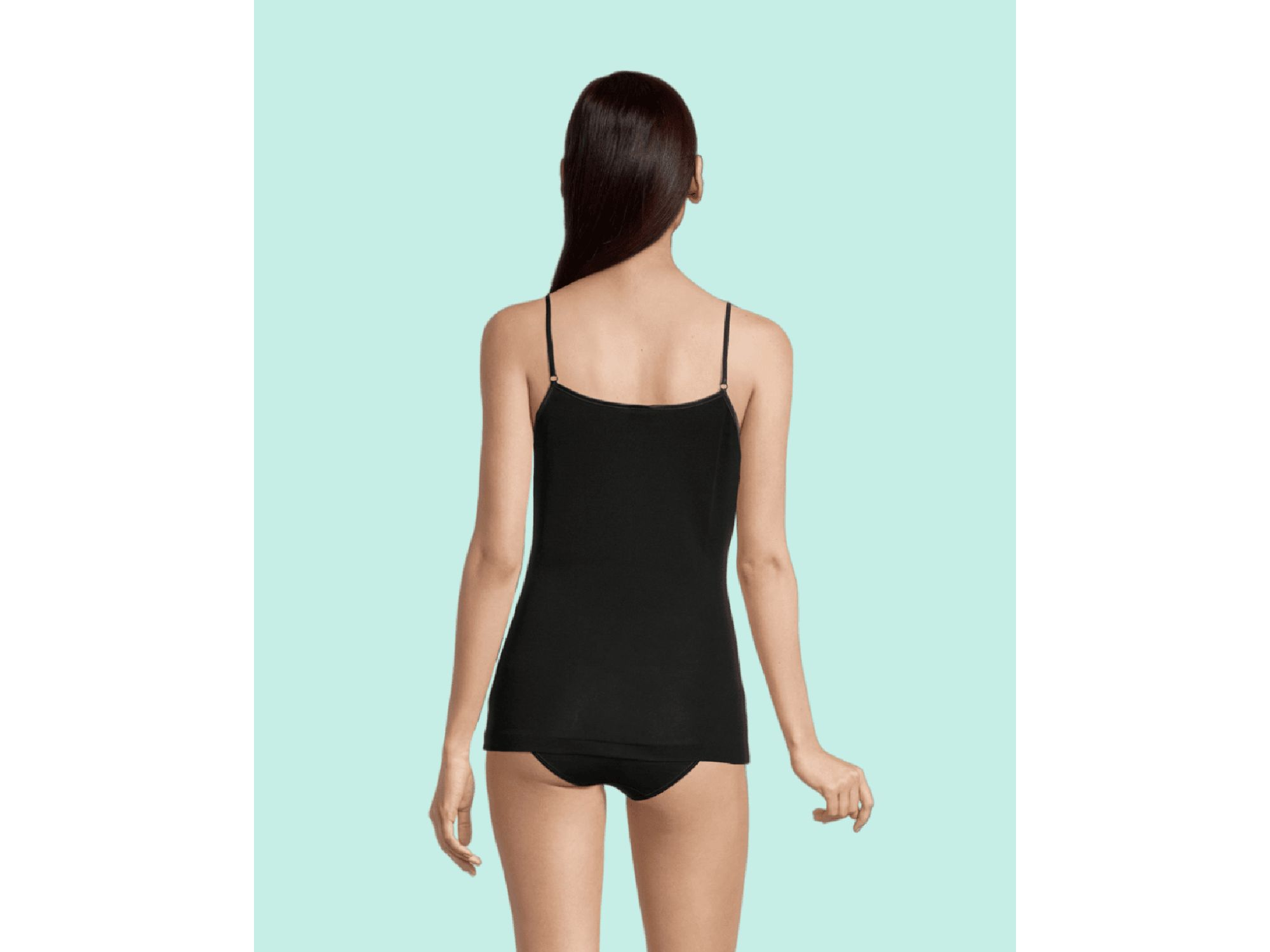 Scoop Neck Spaghetti Strap Camisole with Satin Trim — Image 3