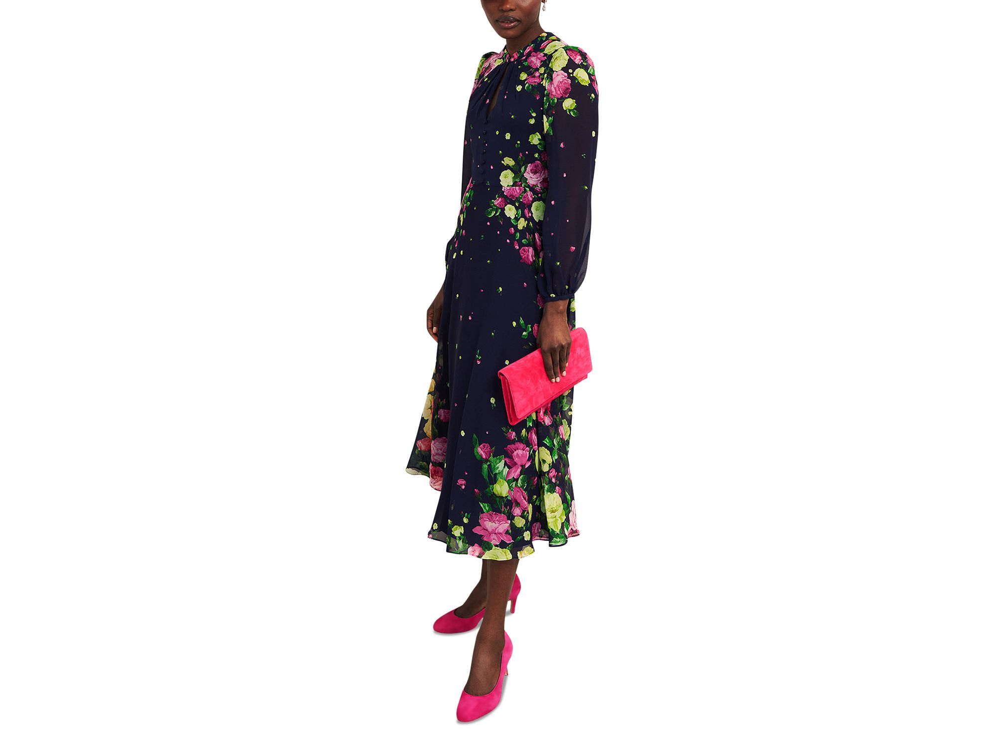 Eva Floral Print Silk Midi Dress — Image 8