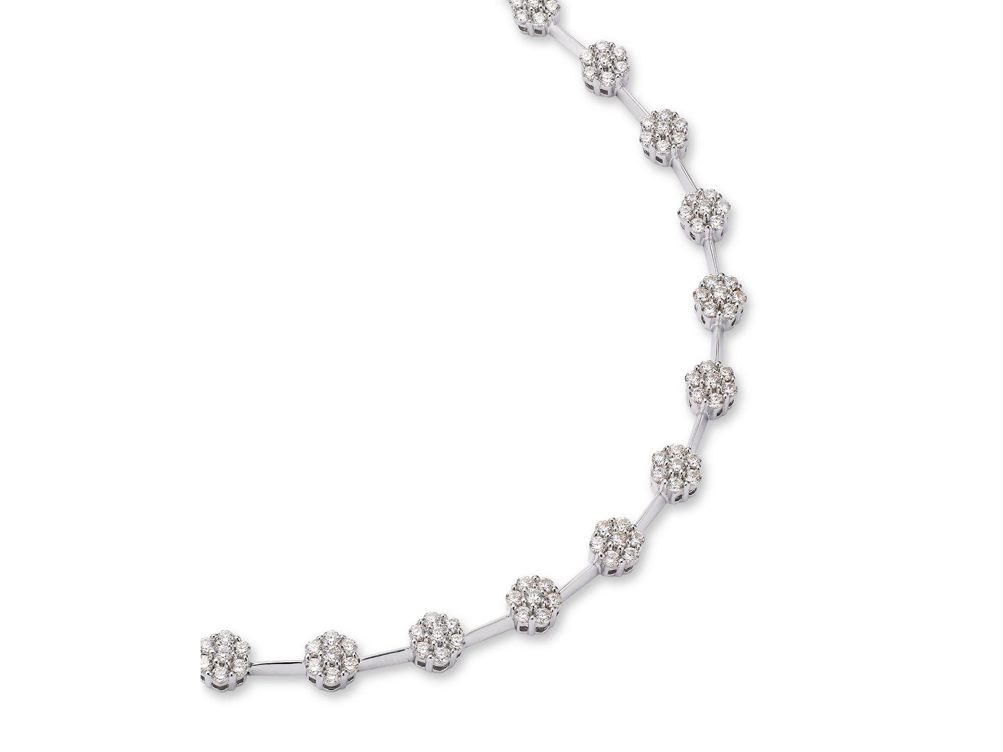 Diamond Flower Cluster Link Bracelet in 14K White Gold, 2.0 tcw — Image 4
