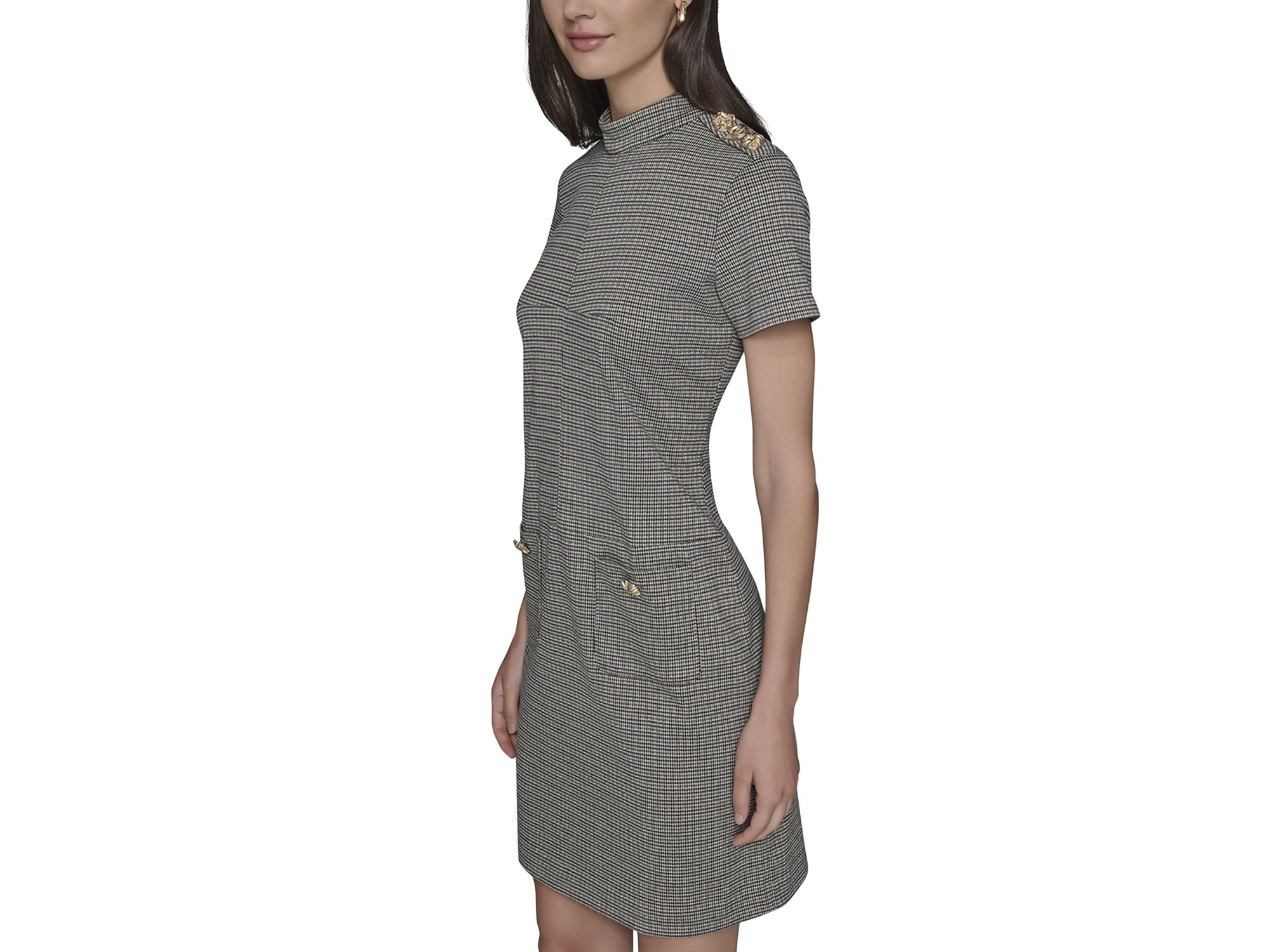 Mini Houndstooth Print Dress — Image 3