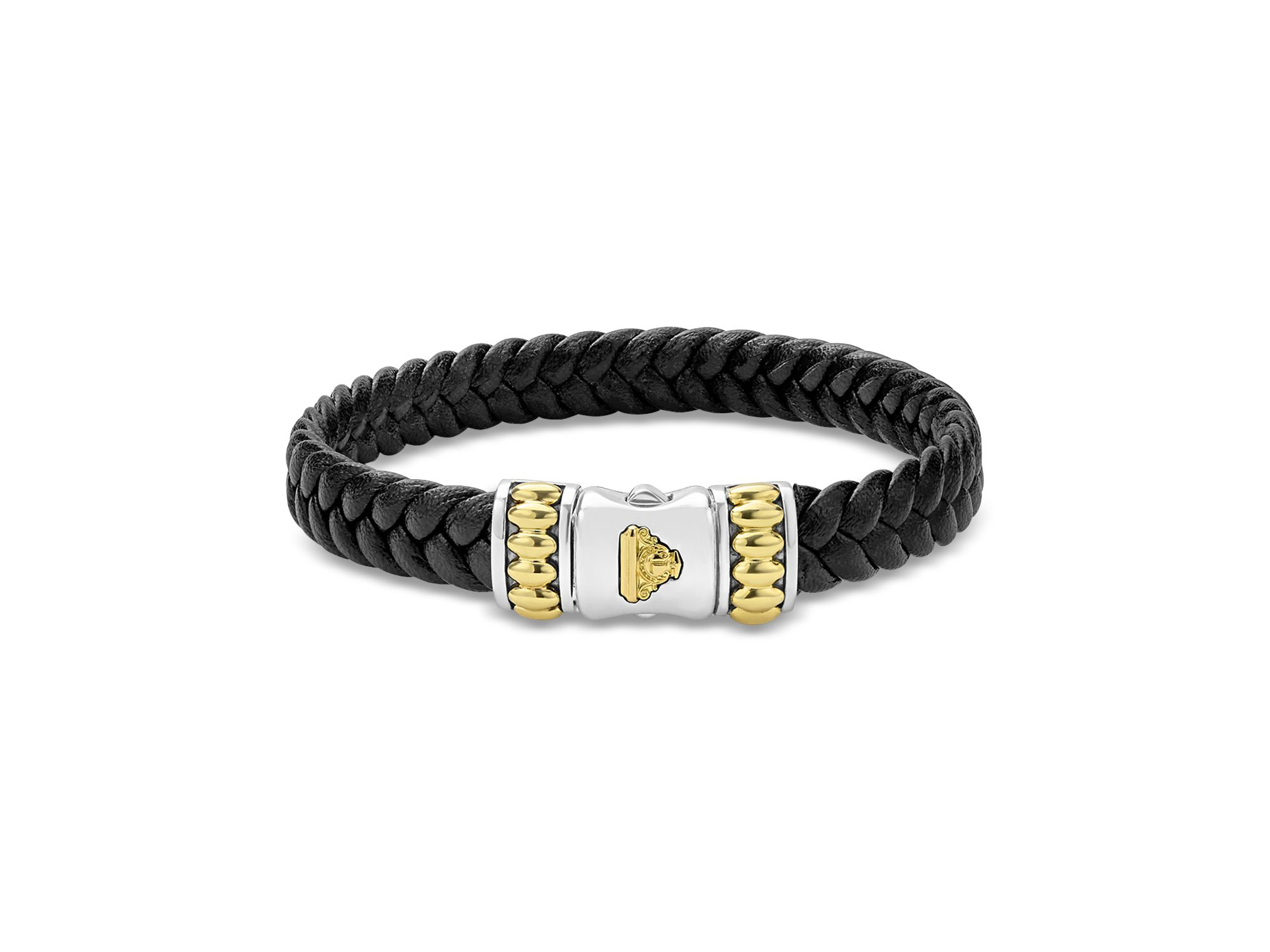 Men's 18K Yellow Gold & Sterling Anthem Braided Faux Leather Bracelet — Image 4
