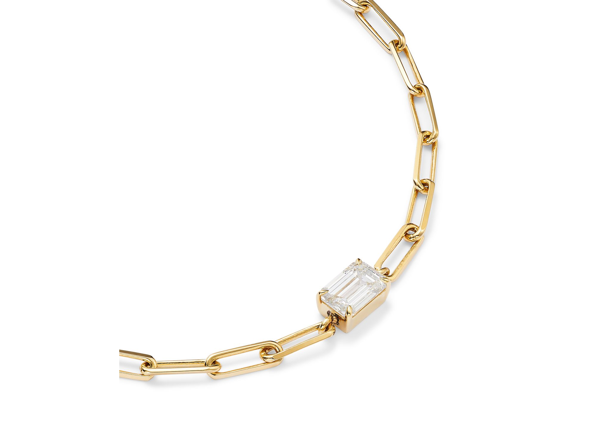 14K Yellow Gold Lab Grown Diamond Paperclip Bracelet — Image 3