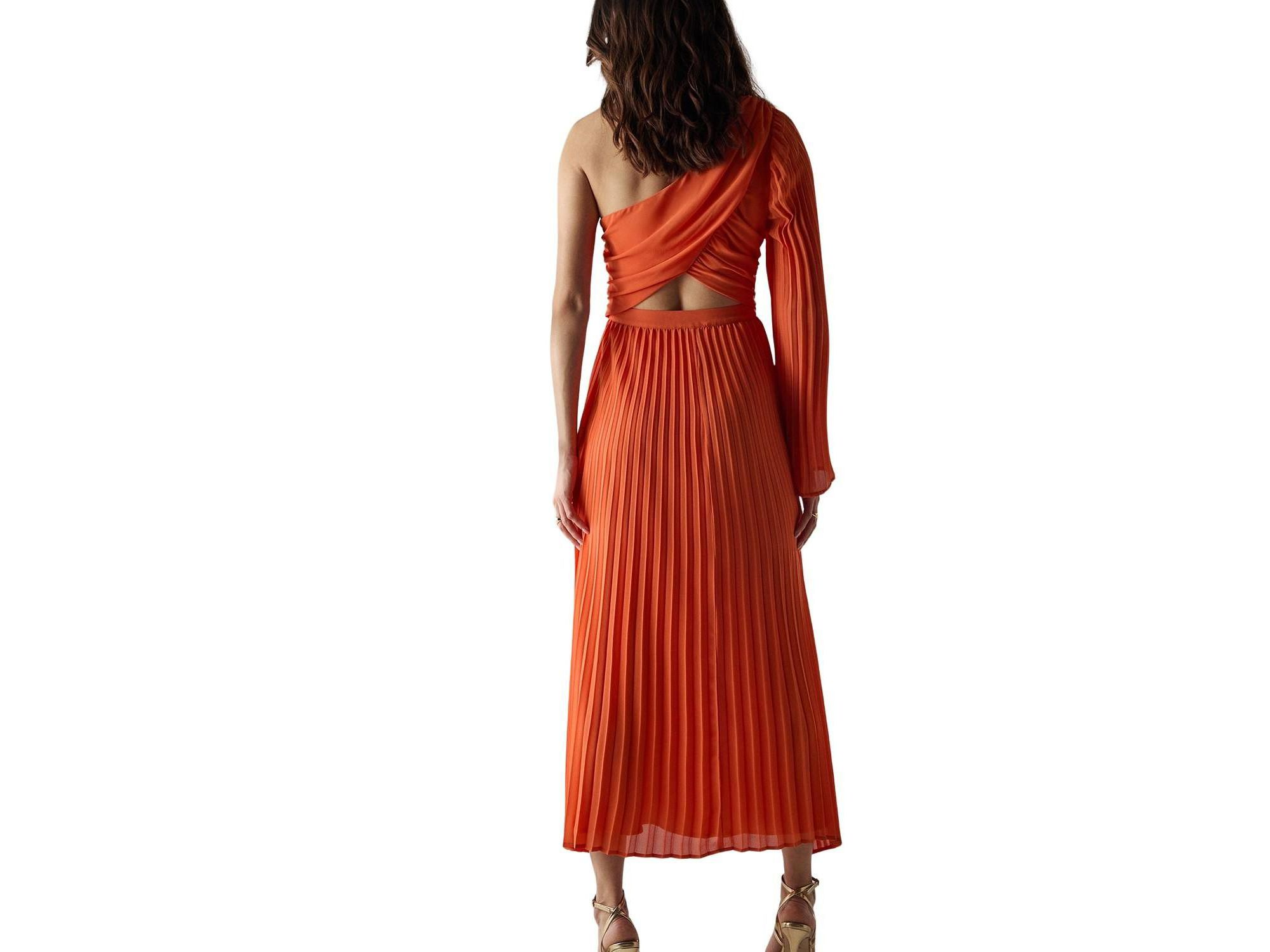 Chiffon One Shoulder Cut Out Midi Dress — Image 4