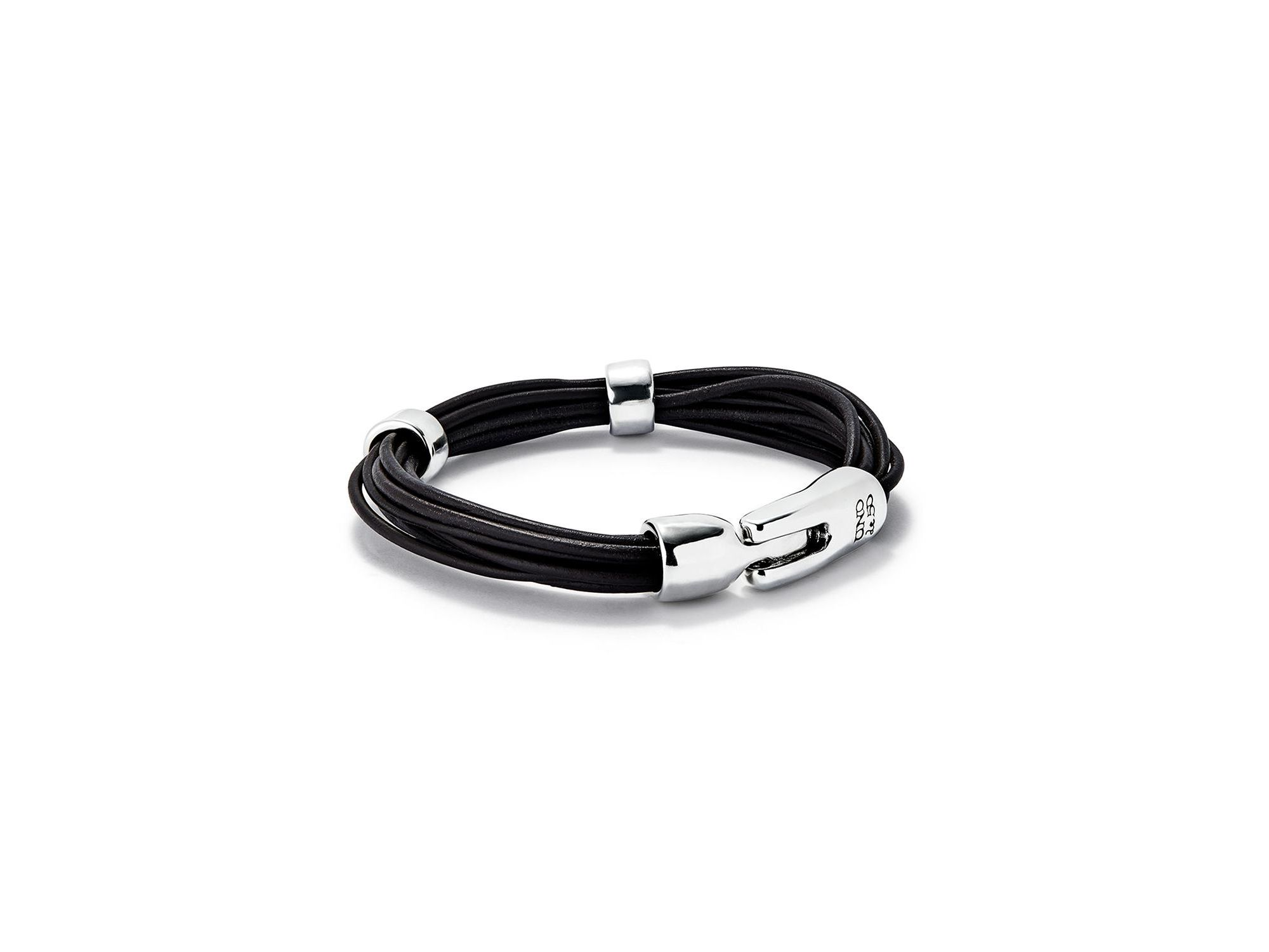 Multi Strand Leather Bracelet with 2 Circles — Image 4