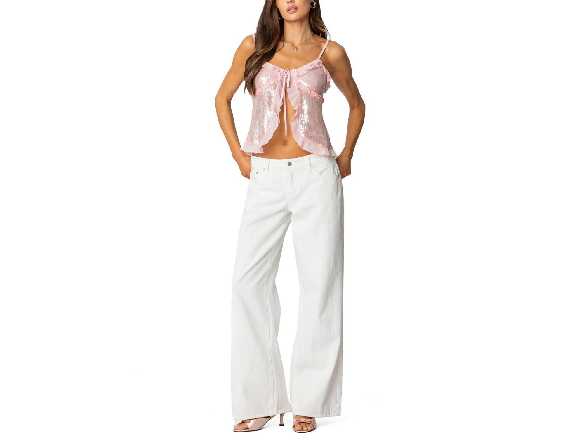 Sequin Ruffled Split Front Top — Image 3