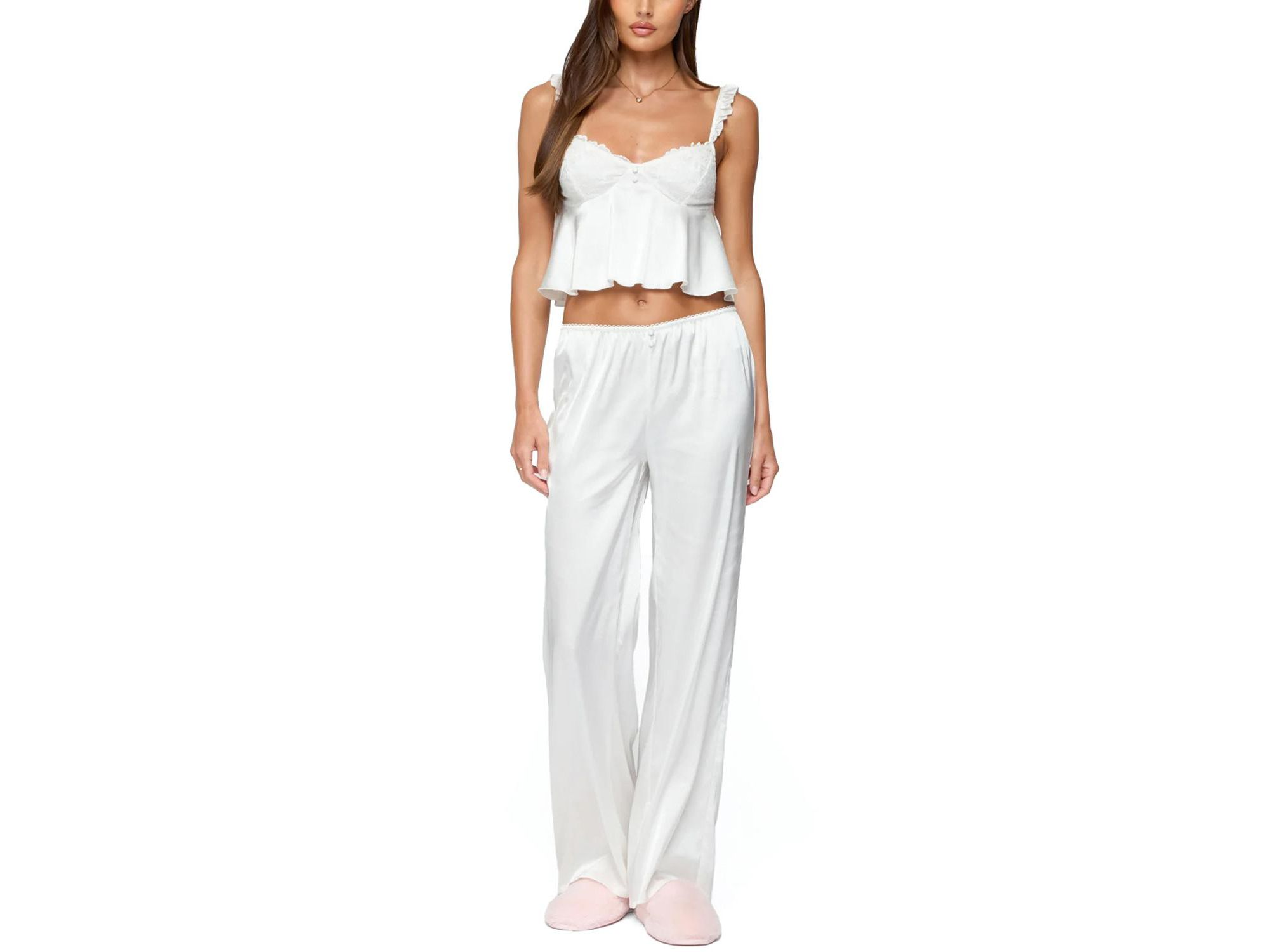 Izabella Lacey Satin Effect Ruffle Top — Image 3
