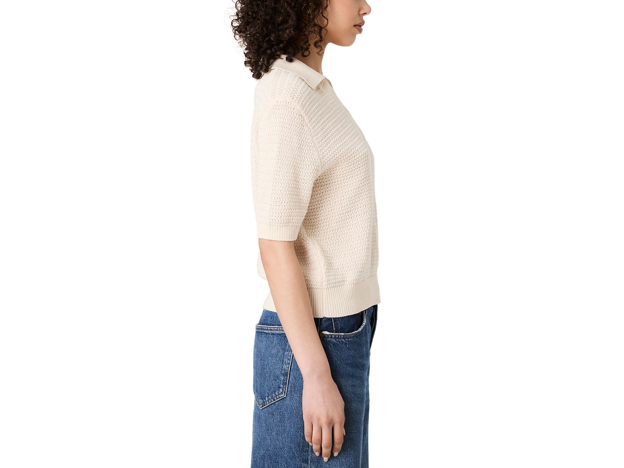 V Neck Collar Short Sleeve Sweater — Image 4