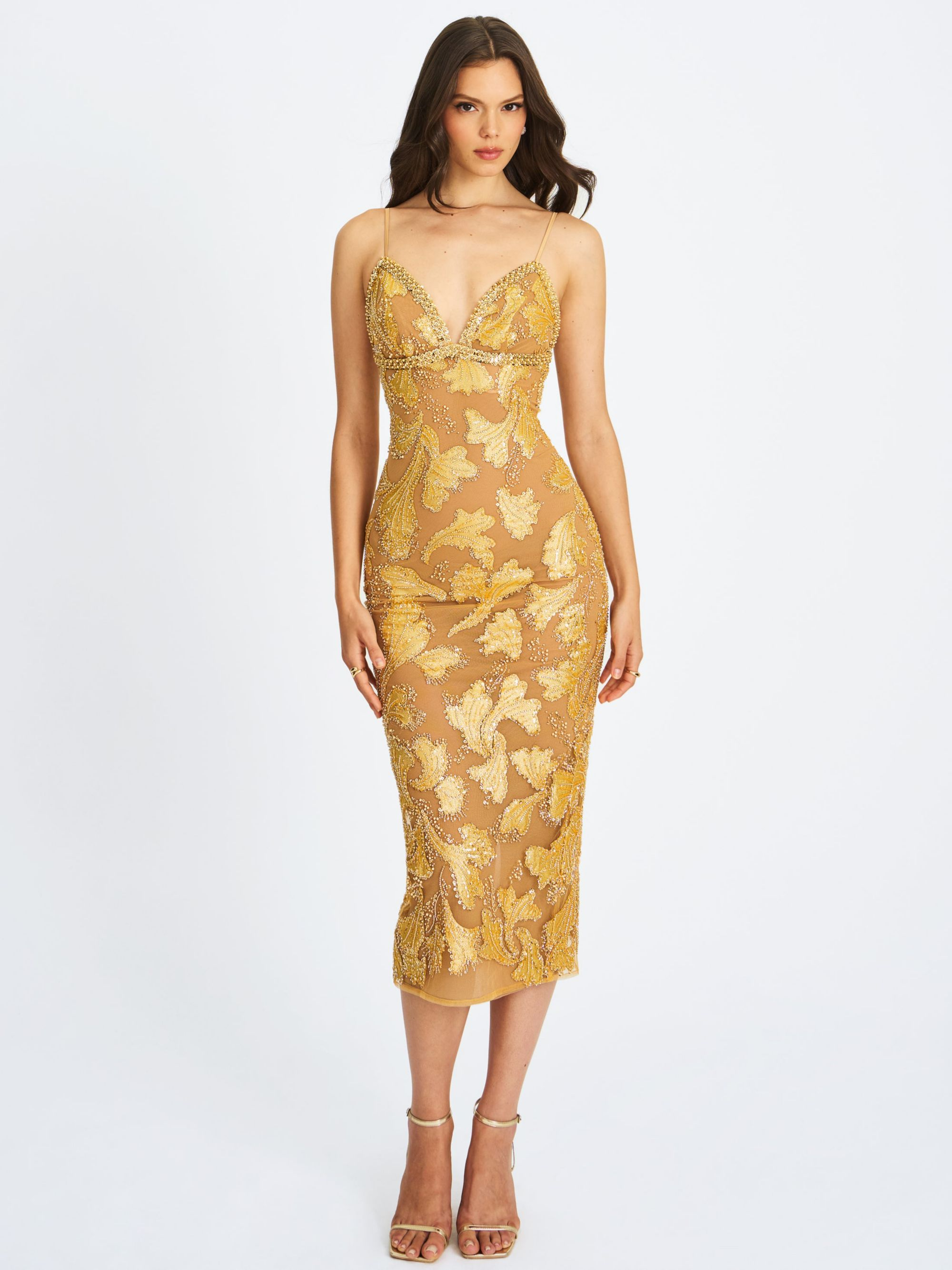 Edie Beaded Sequin Midi Pencil Dress — Image 4