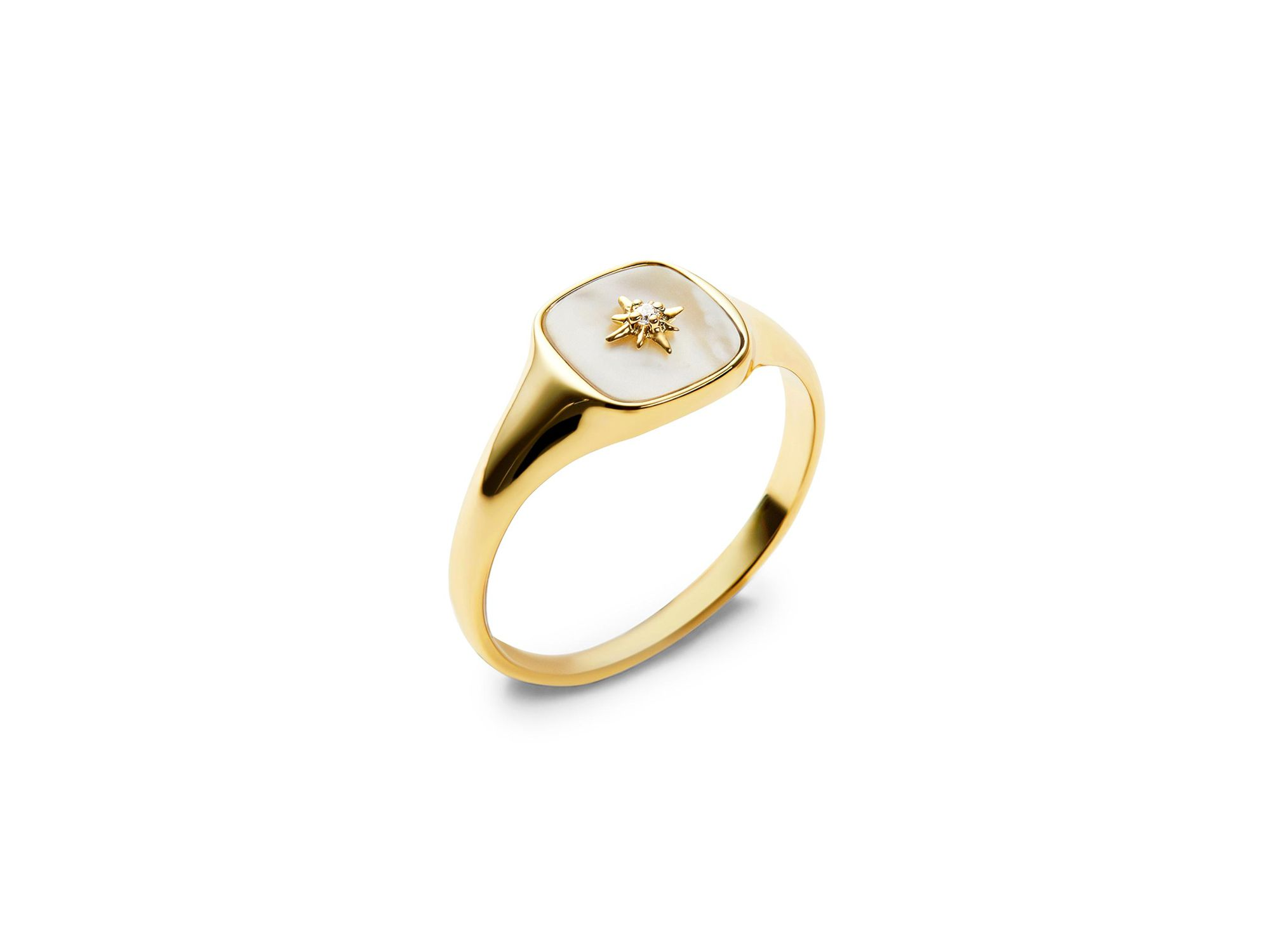 Gold Signet Ring - Amara Mother of Pearl — Image 5