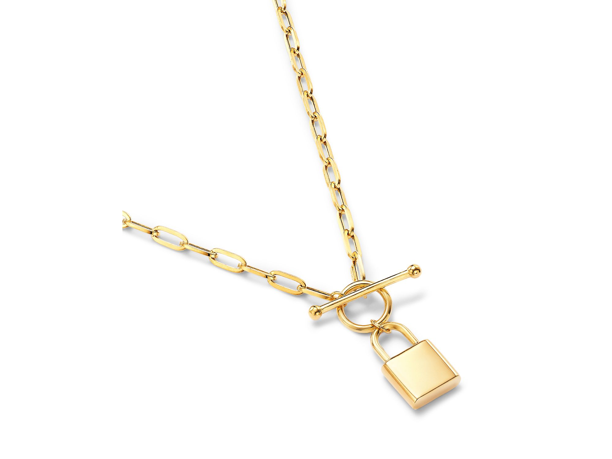 Padlock Pendant Necklace in 14k Yellow Gold, 18" — Image 3
