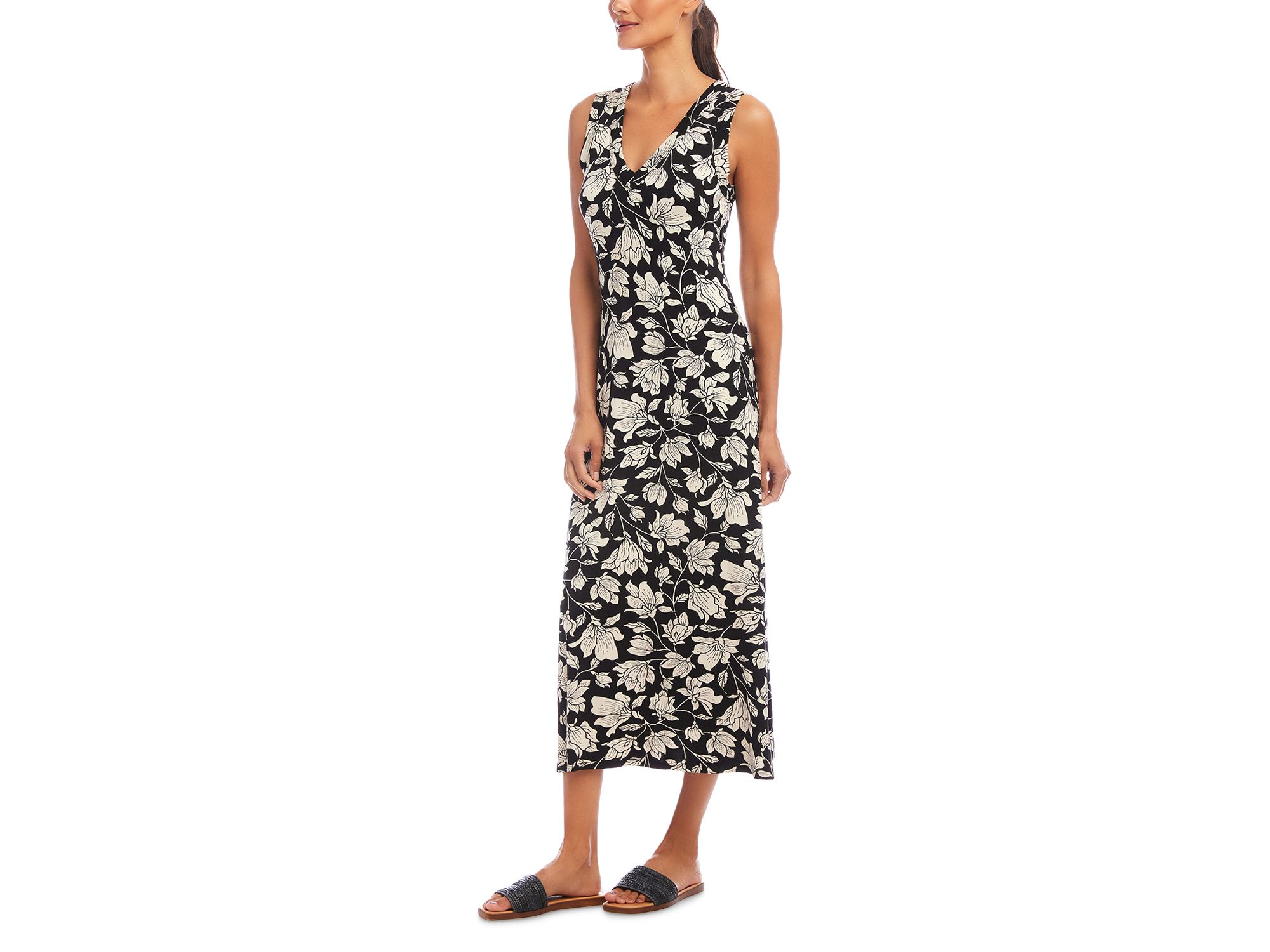 Sleeveless V Neck Midi Dress — Image 3