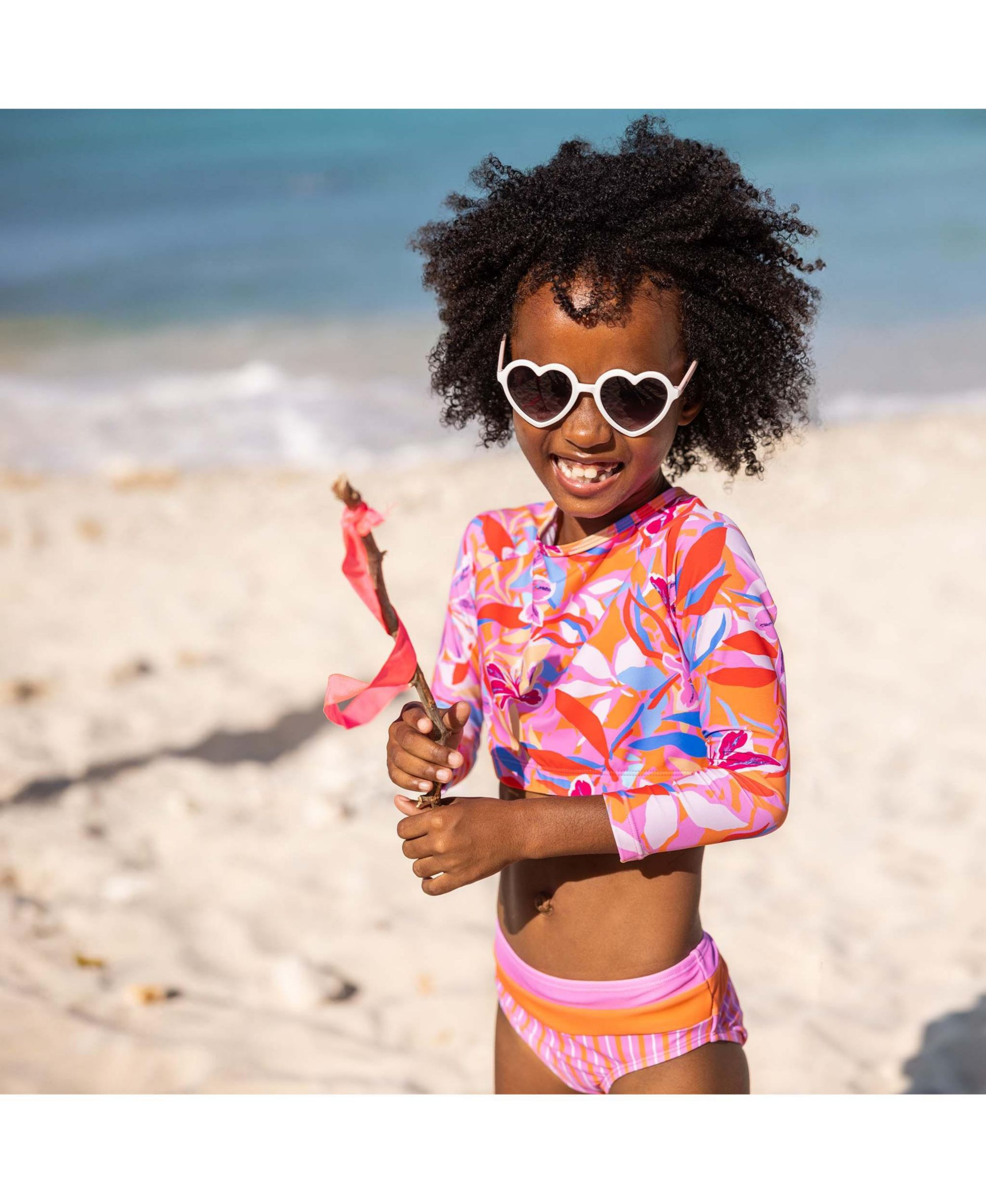 Blooming Sunset Sustainable Crop Long Sleeve Rash Set - Big Kid — Image 3