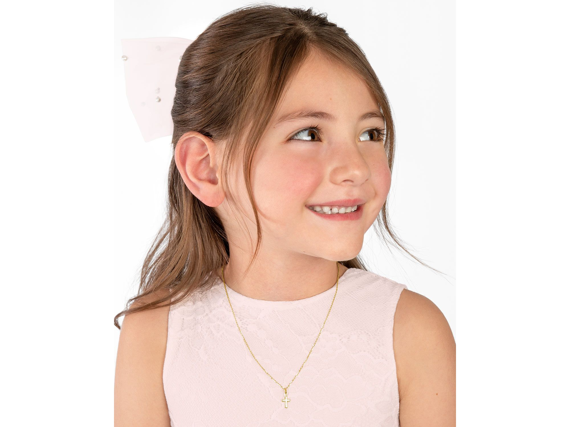 Children's 14K Gold Beautifully Beveled Cross 12-14" Necklace — Image 3