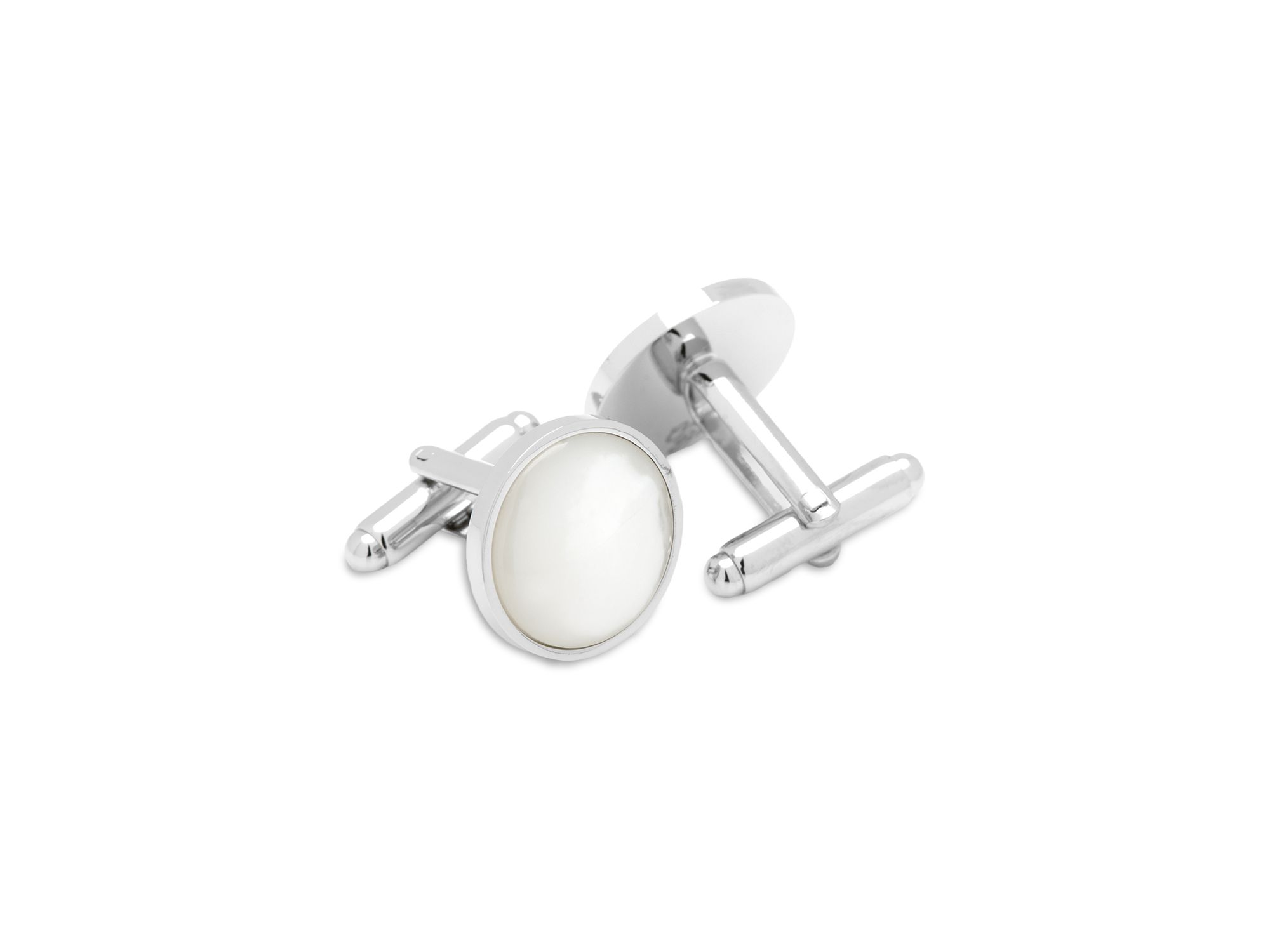 Silver-Tone Mother of Pearl Cufflinks — Image 4