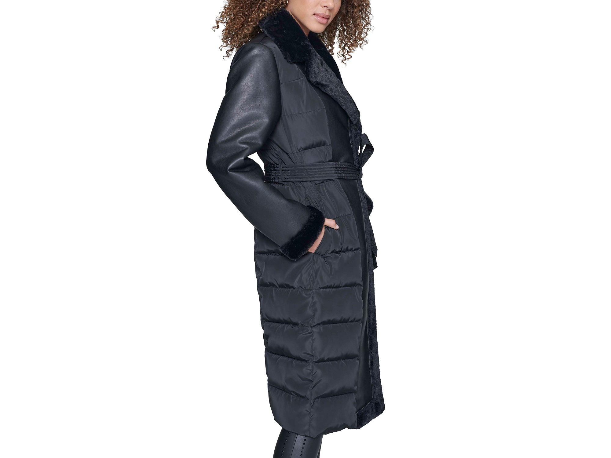 Mixed Media Puffer Coat — Image 4