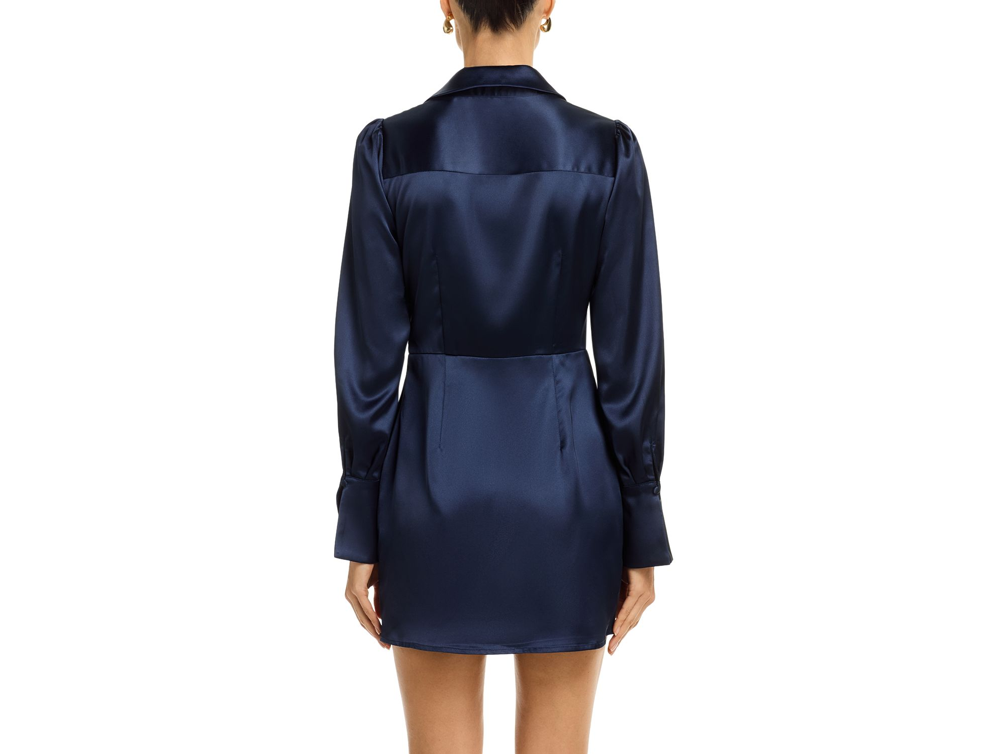Long Sleeve Satin Wrap Mini Dress - Exclusive — Image 3