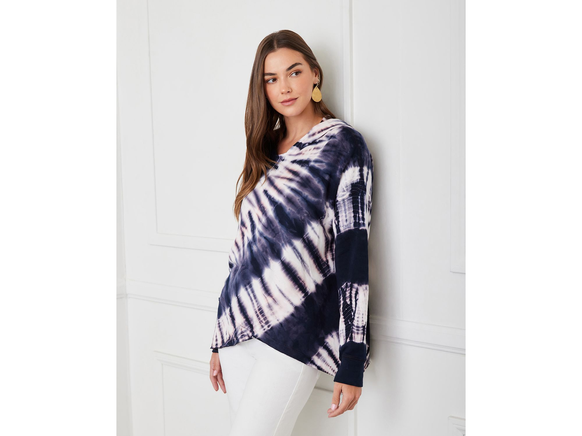 Tie Dyed Asymmetric Hem Hoodie Top — Image 5