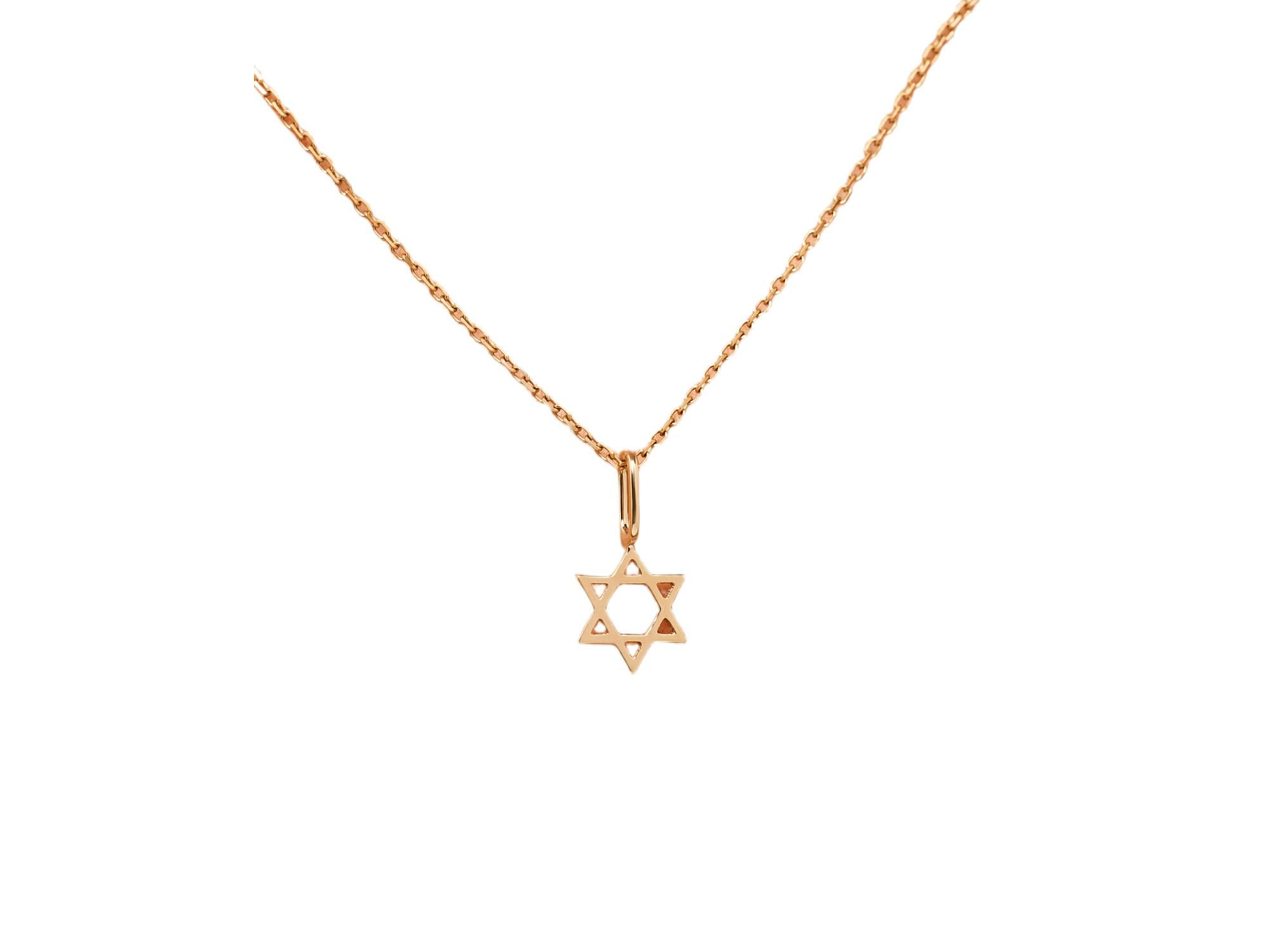 Solid Yellow Gold Star of David Necklace — Image 5