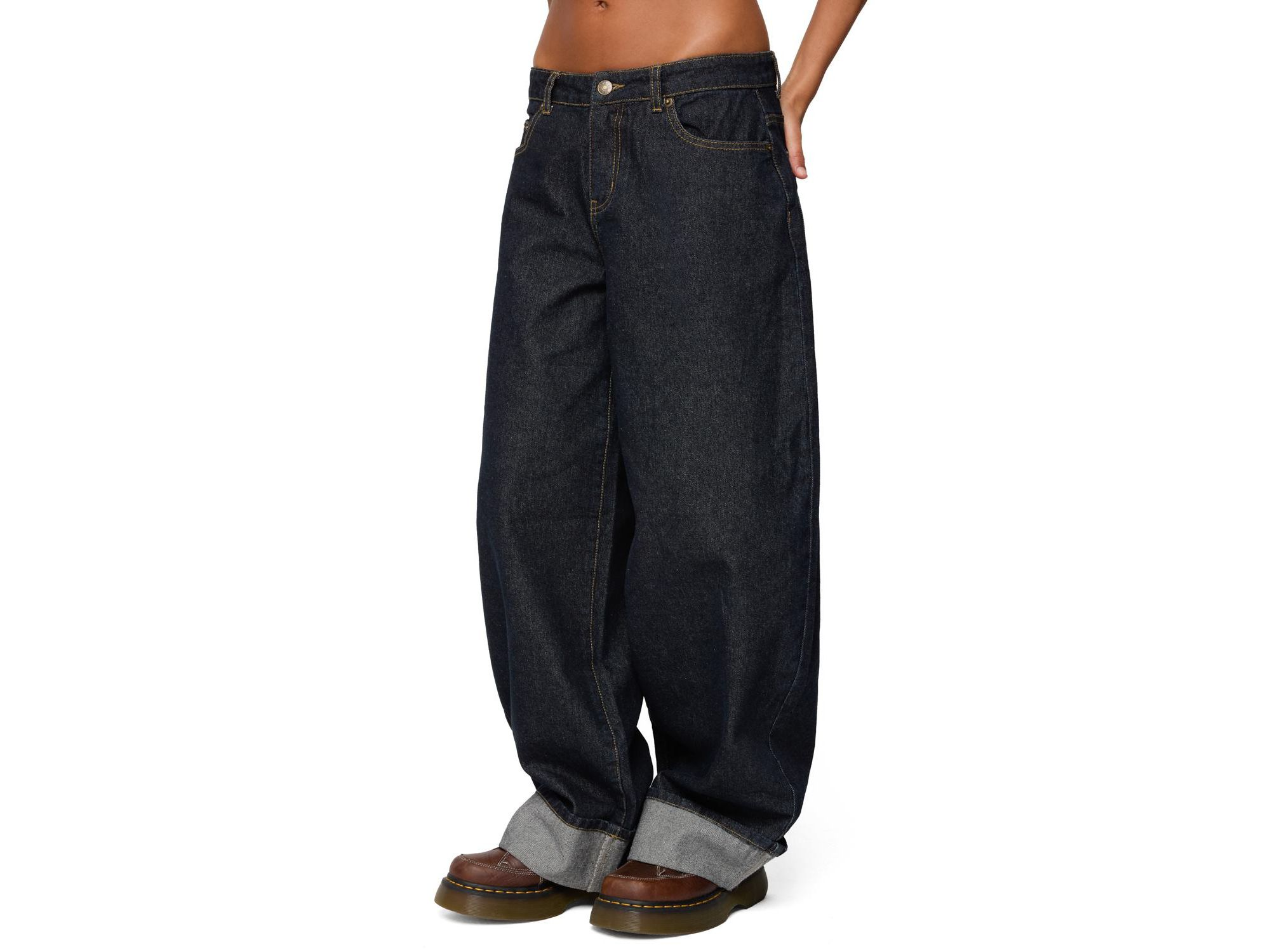 Kella Extra Oversized Low Rise Dark Rinse Wash Jeans — Image 3