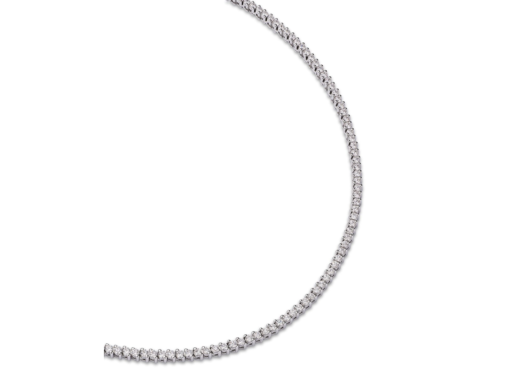 Certified Diamond Double Prong Tennis Necklace in 14K White Gold, 3.0 tcw — Image 3