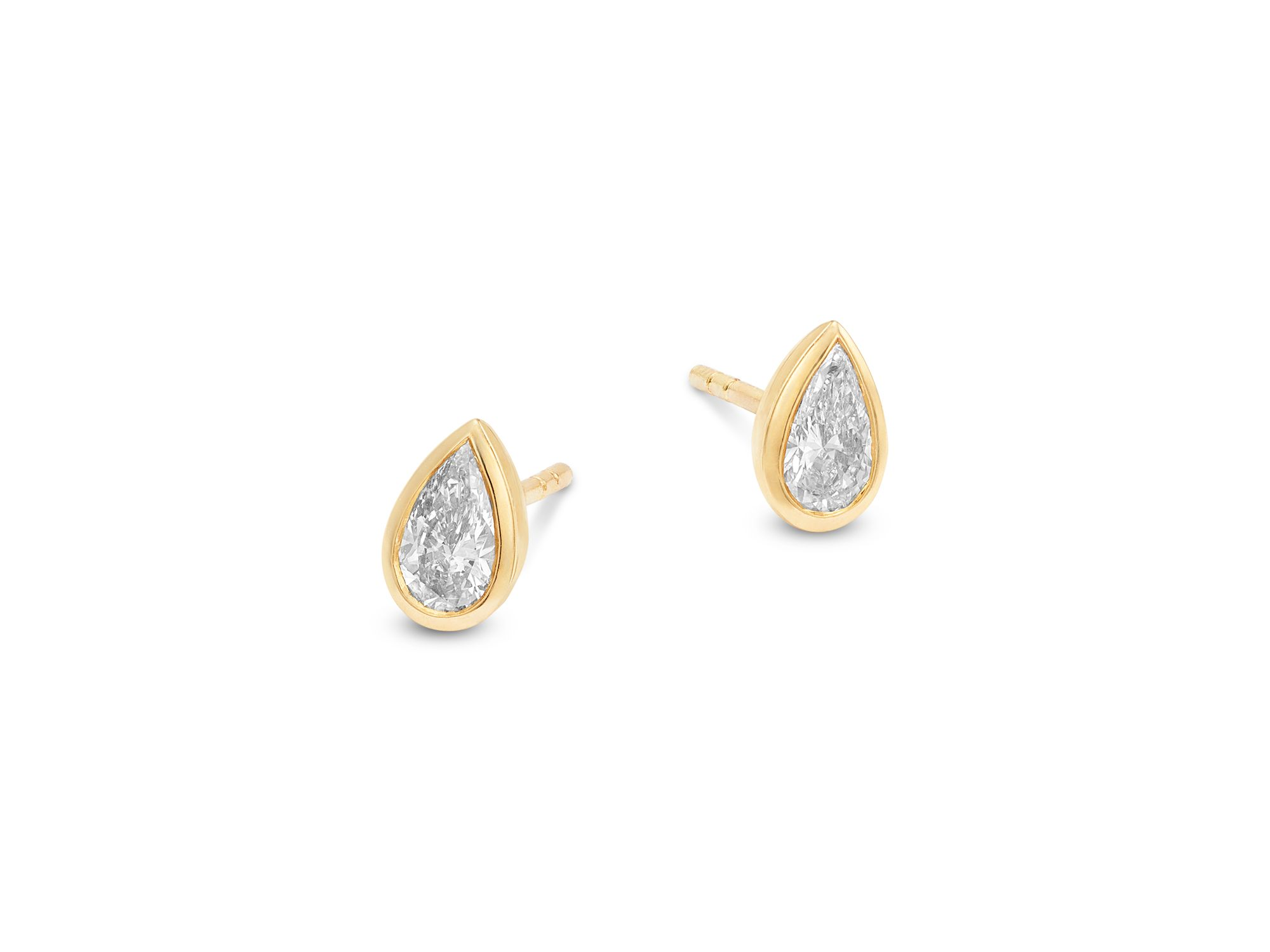 Luxe Collection Certified Lab Grown Diamond Pear Bezel Stud Earrings in 14K Yellow Gold, 0.5 tcw — Image 3