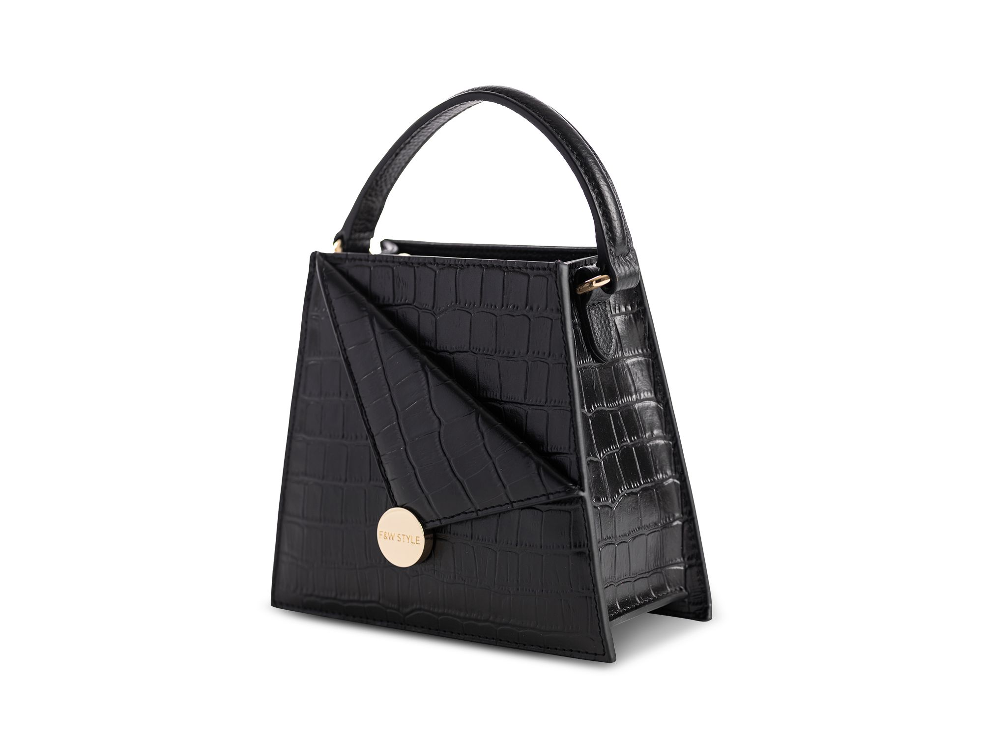 Kandi Croc Embossed Leather Handbag — Image 9