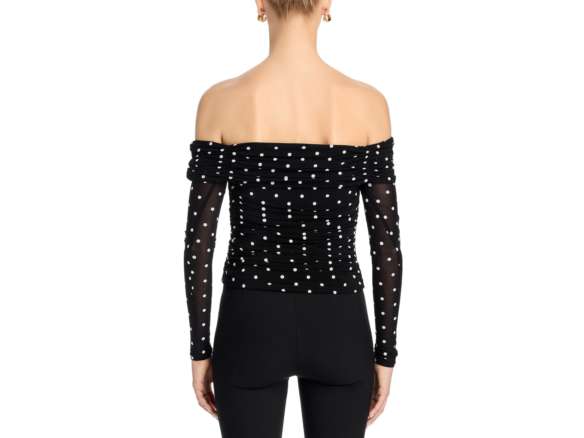 Off The Shoulder Polka Dot Mesh Top - Exclusive — Image 3