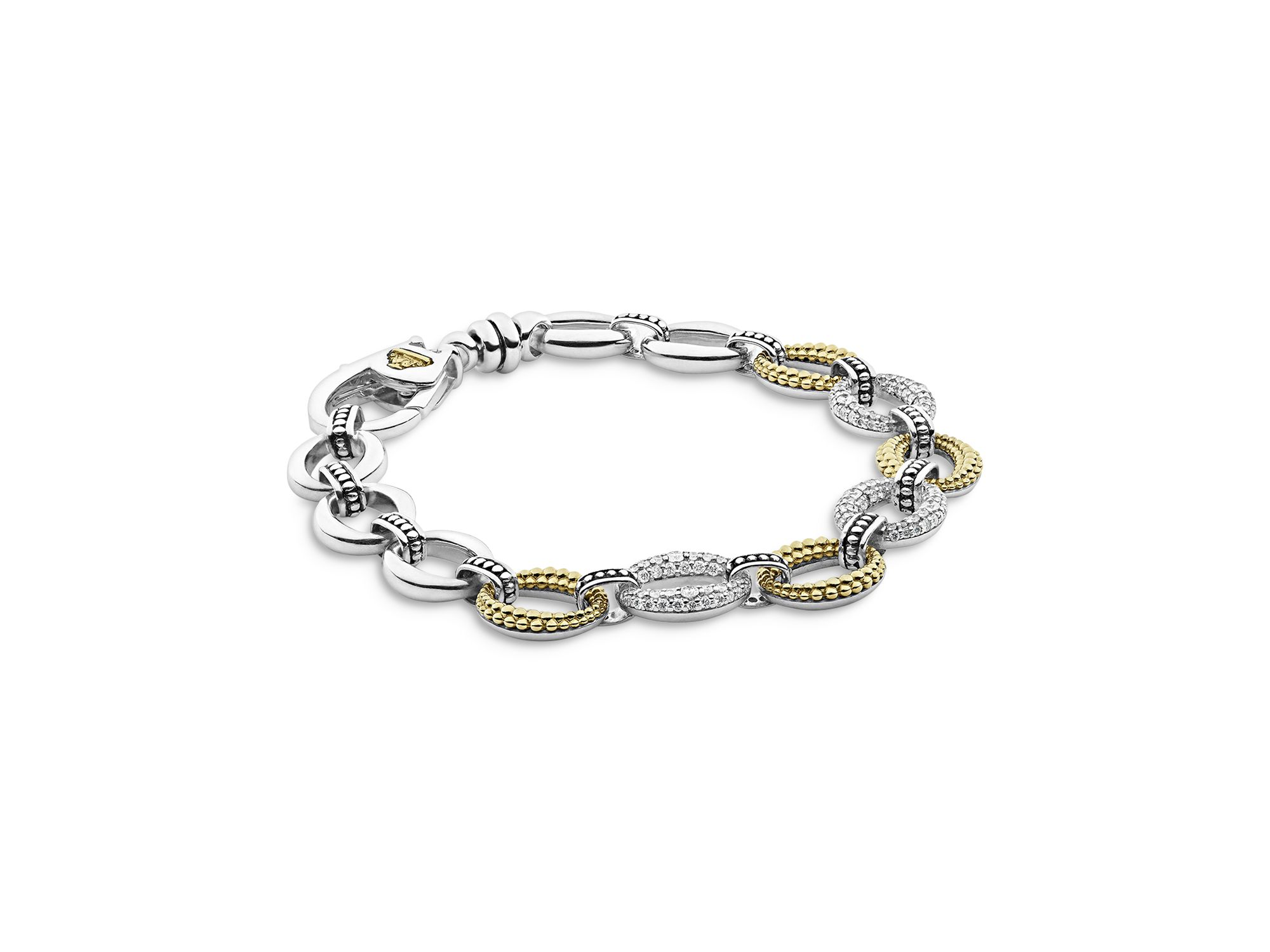 Sterling Silver & 18K Yellow Gold Caviar Luxe Diamond Link Bracelets — Image 4