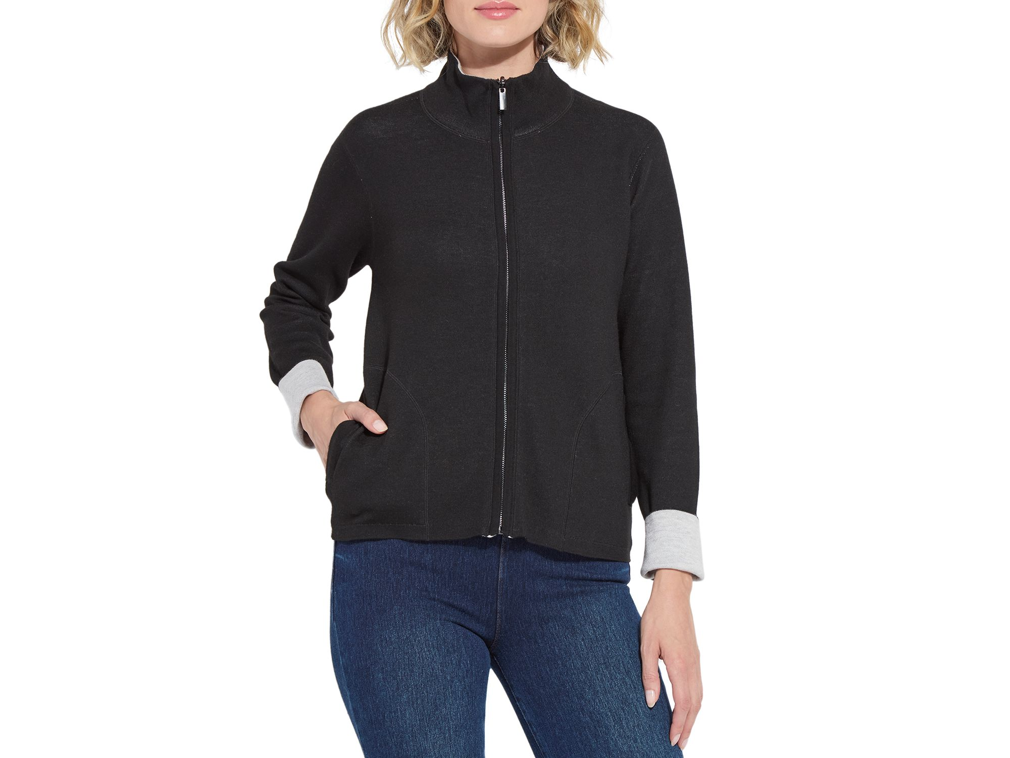 Reversible Cashmere Zip Up Cardigan — Image 6
