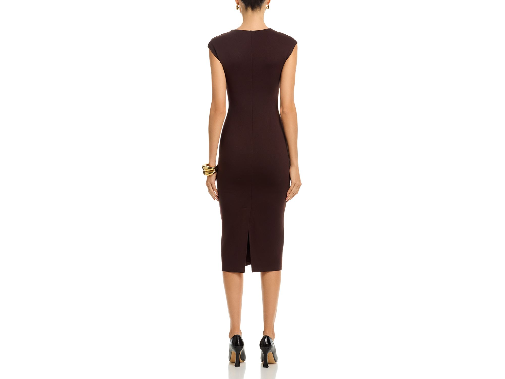 V Neck Ponte Short Sleeved Midi Dress - Exclusive — Image 4