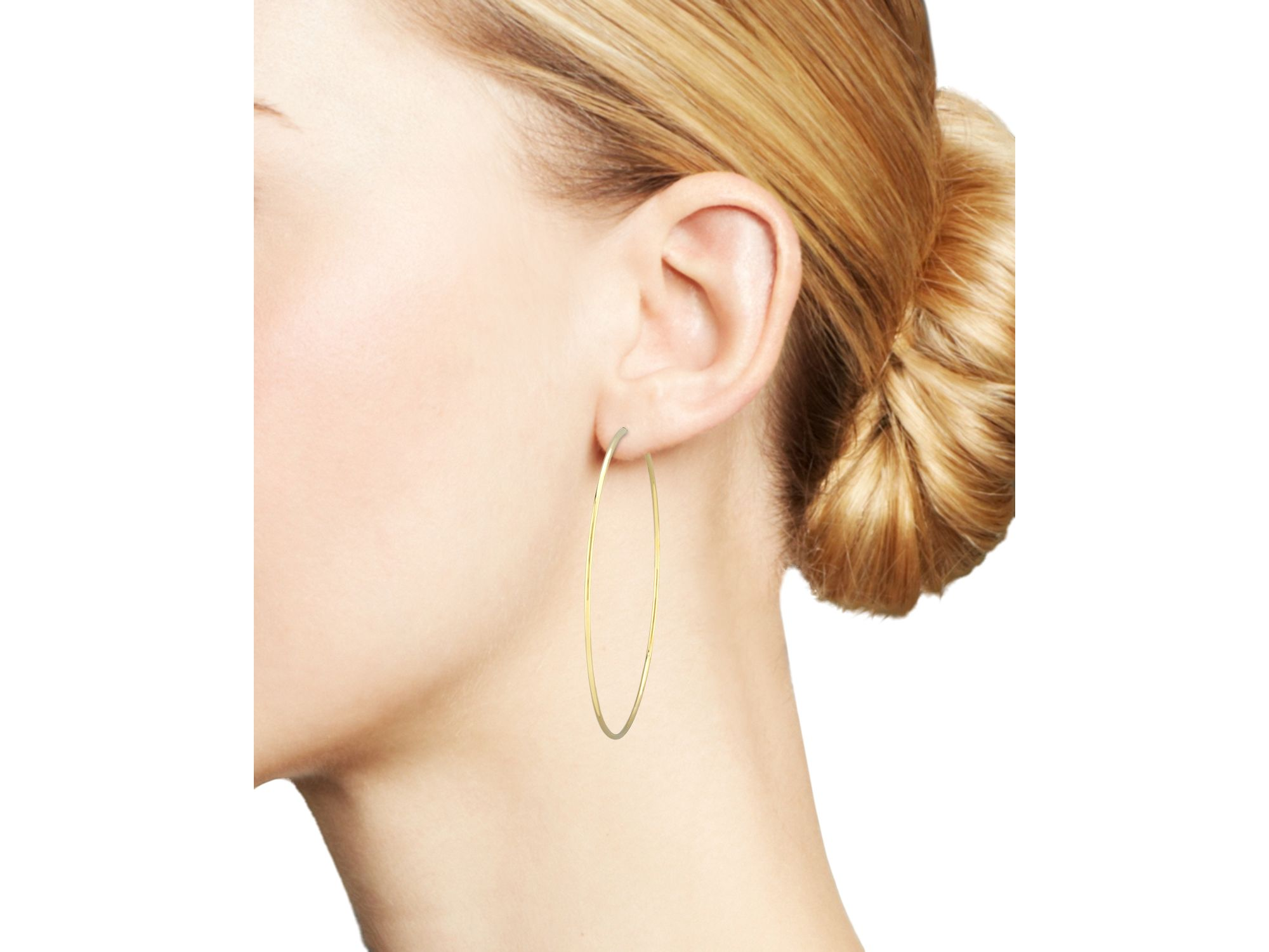Large Endless Hoop Earrings in 14K Yellow Gold — Image 3